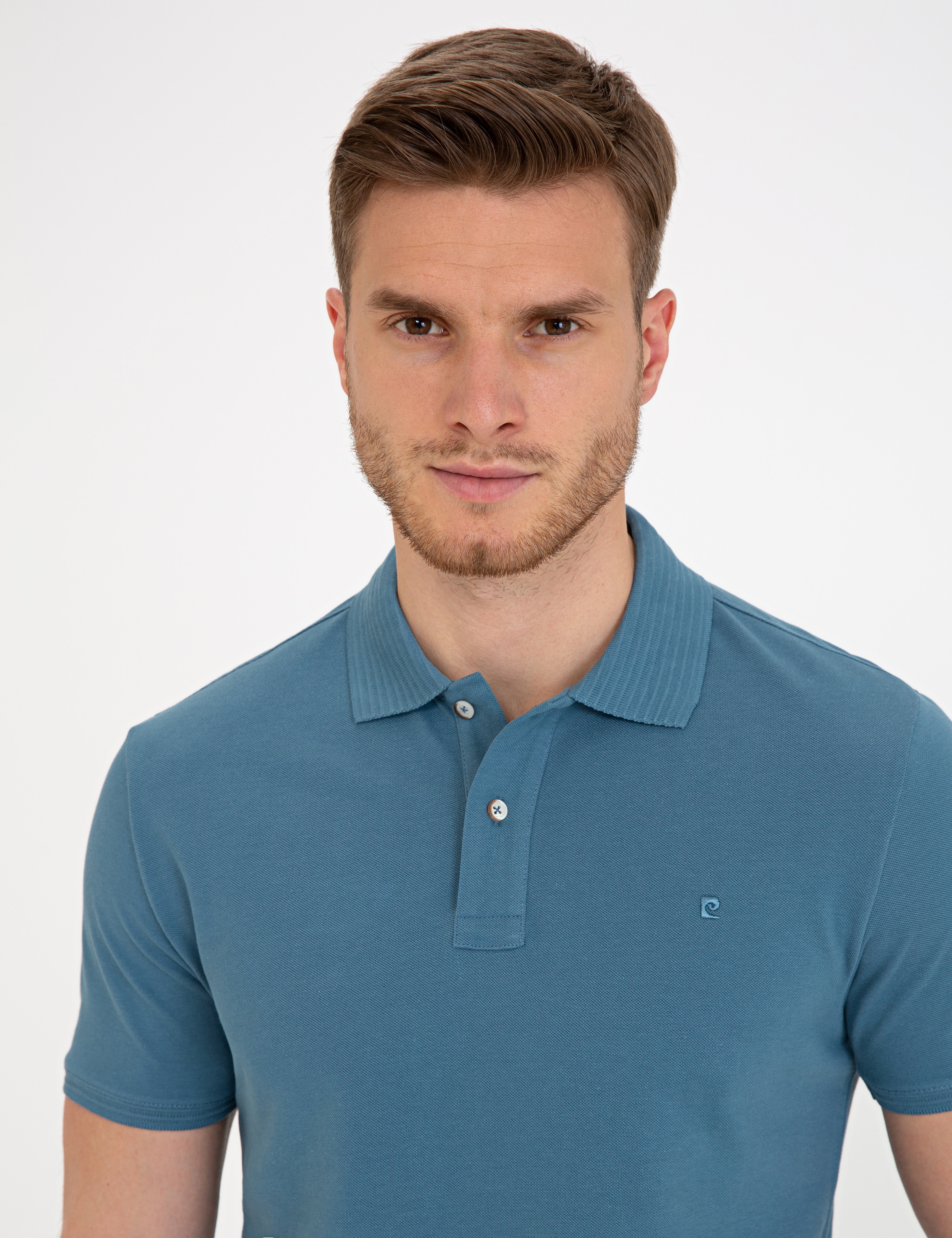 Koyu Mint Slim Fit Polo Yaka Basic Tişört - Image 2