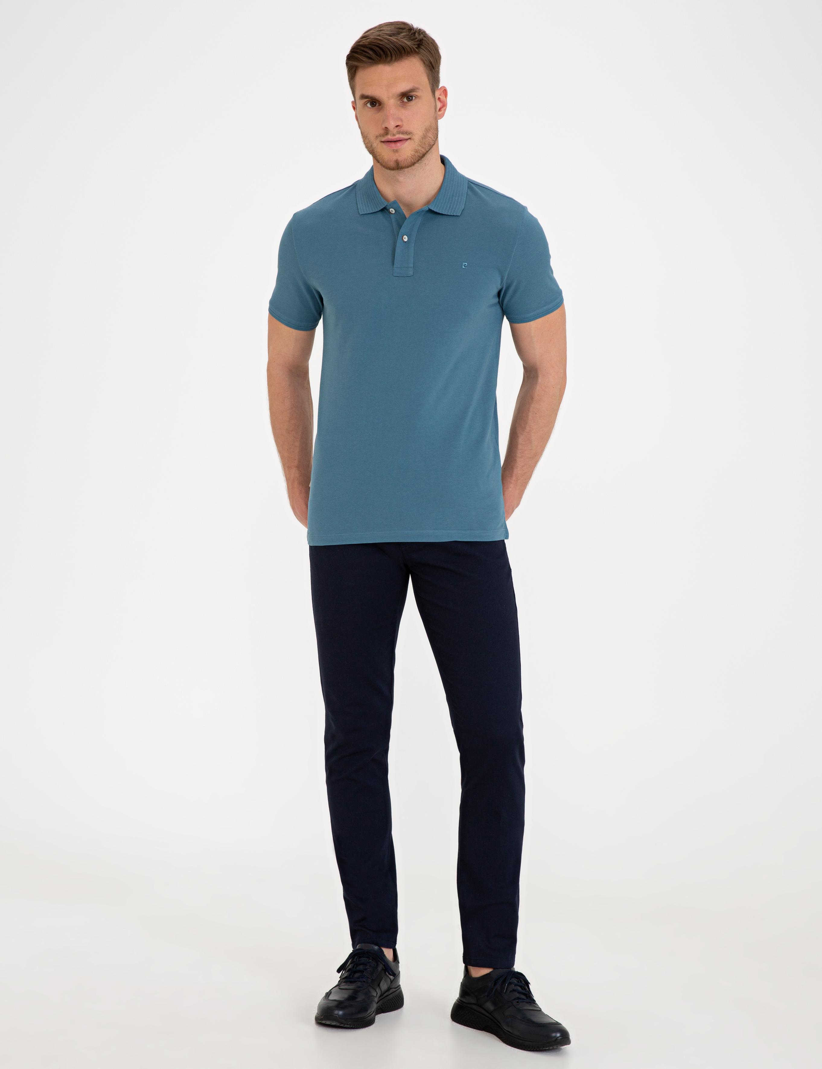 Koyu Mint Slim Fit Polo Yaka Basic Tişört
