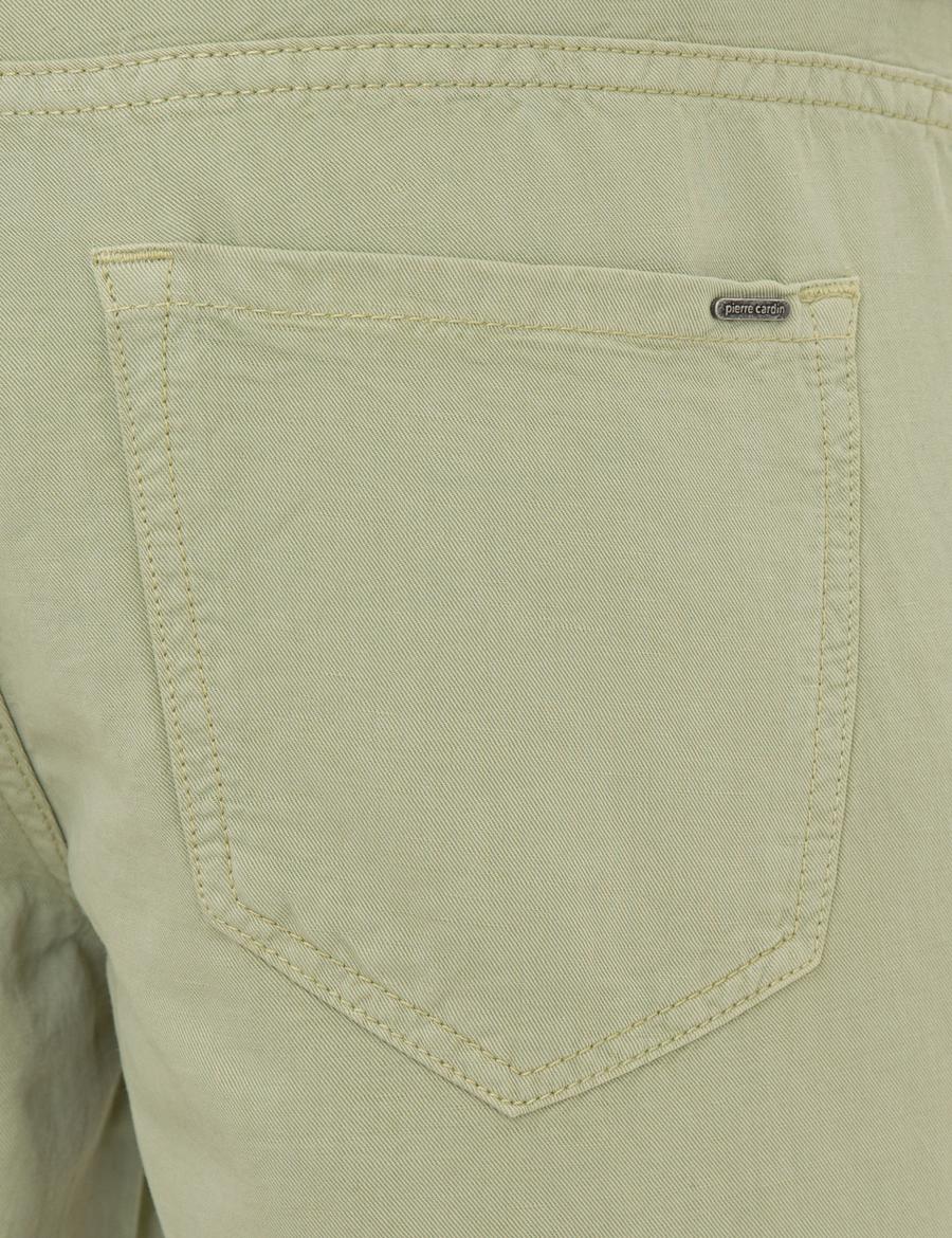 Açık Yeşil Slim Fit Keten Karışımlı Kanvas Pantolon