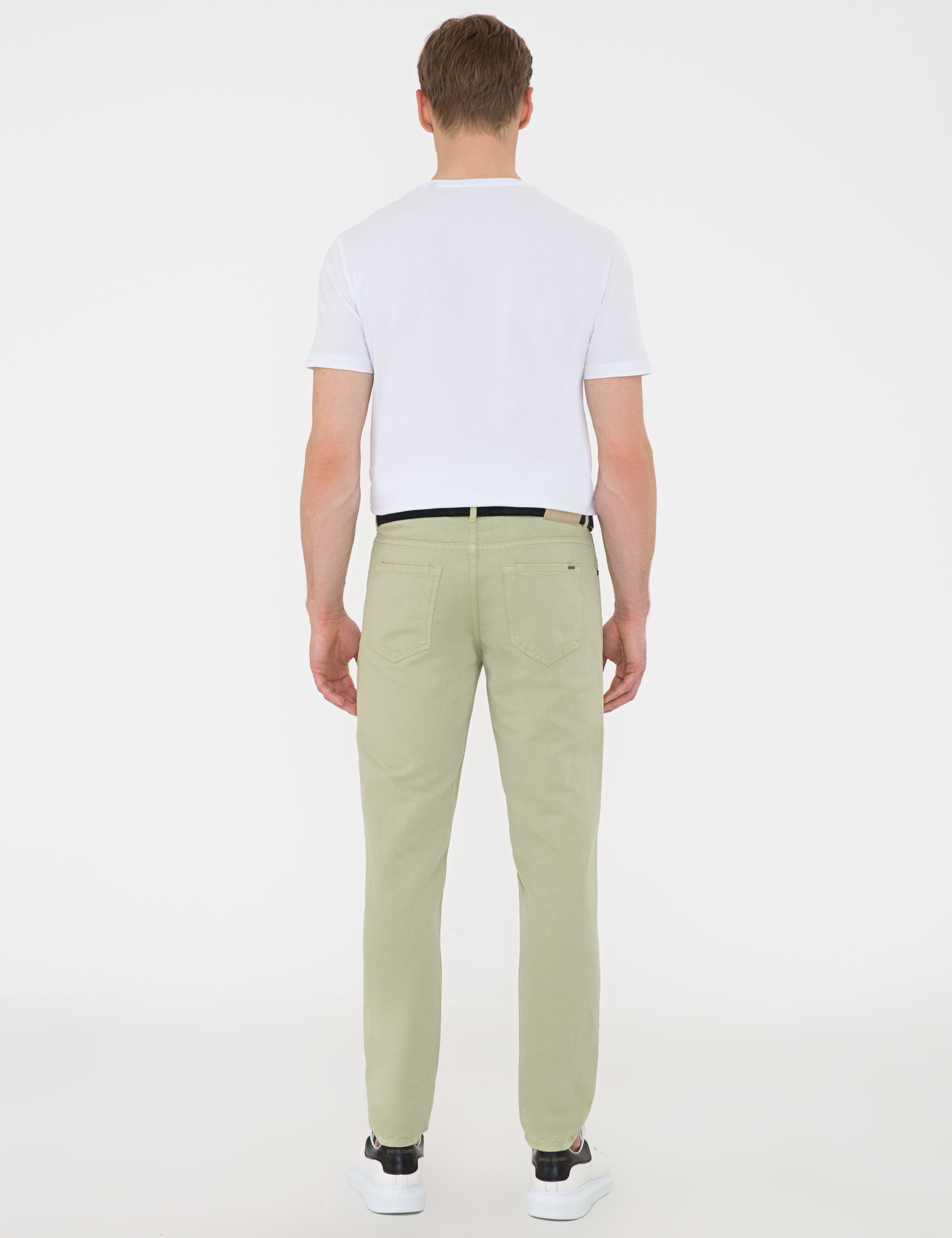 Açık Yeşil Slim Fit Keten Karışımlı Kanvas Pantolon