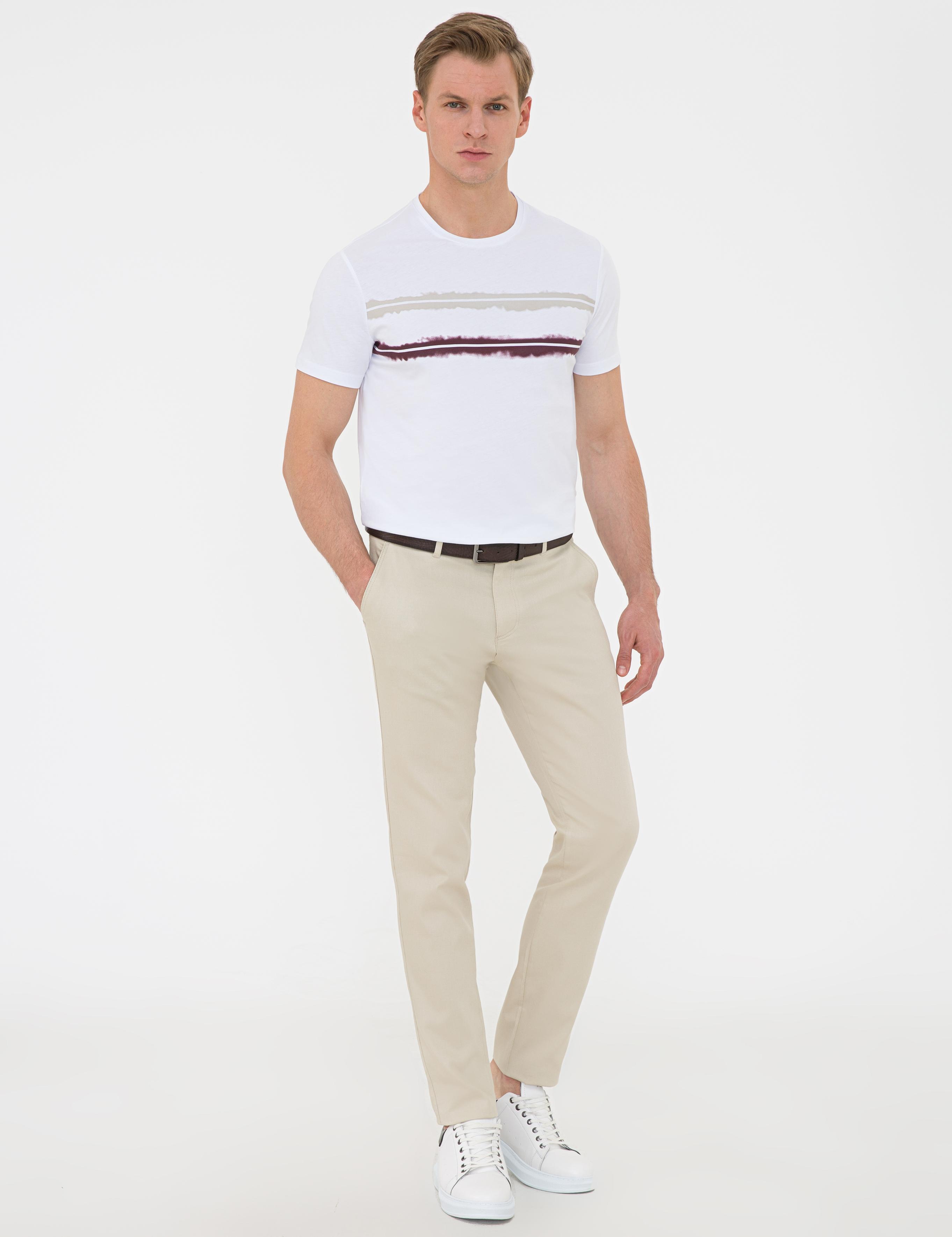 Bej Slim Fit Kanvas Pantolon