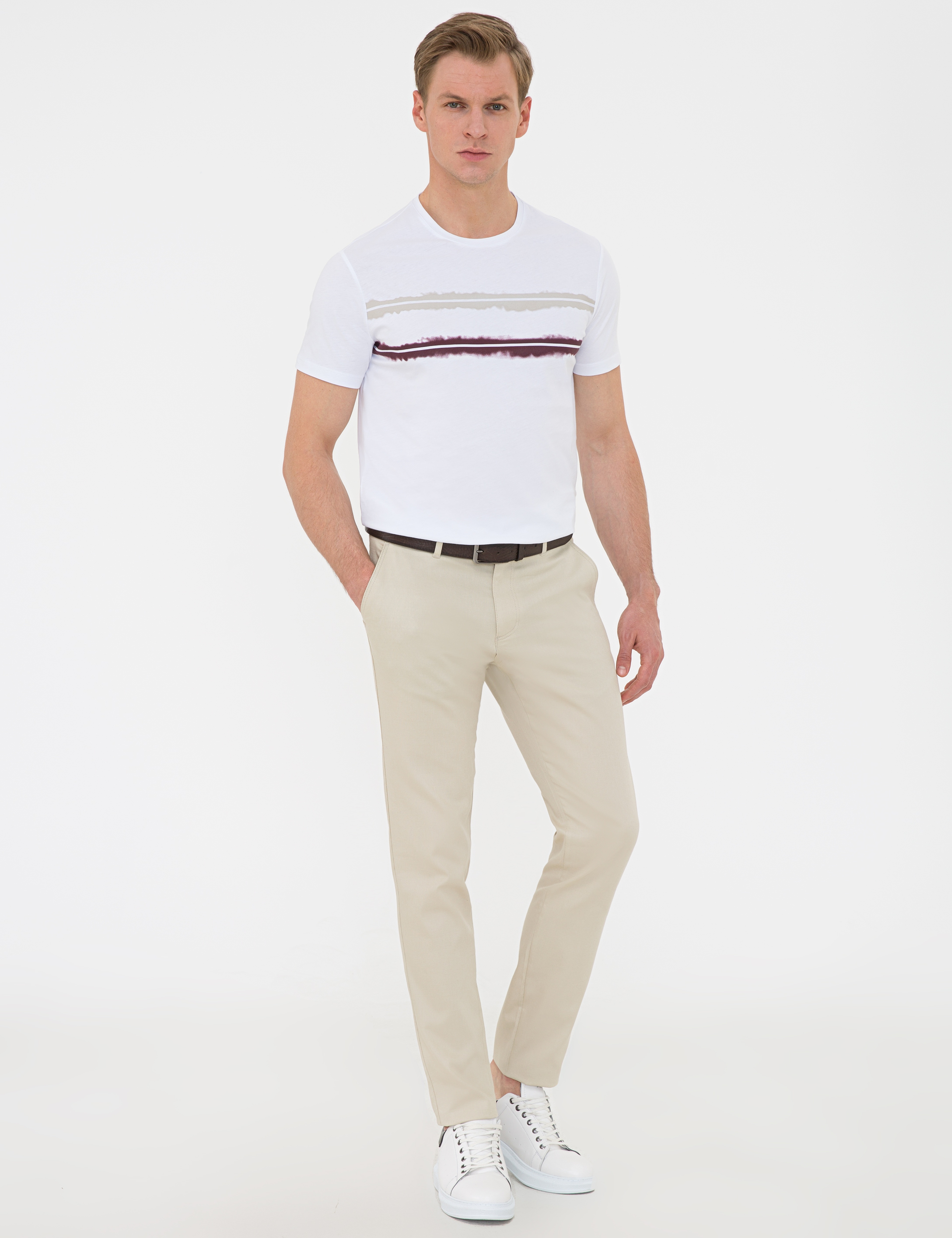 Bej Slim Fit Kanvas Pantolon - Image 2
