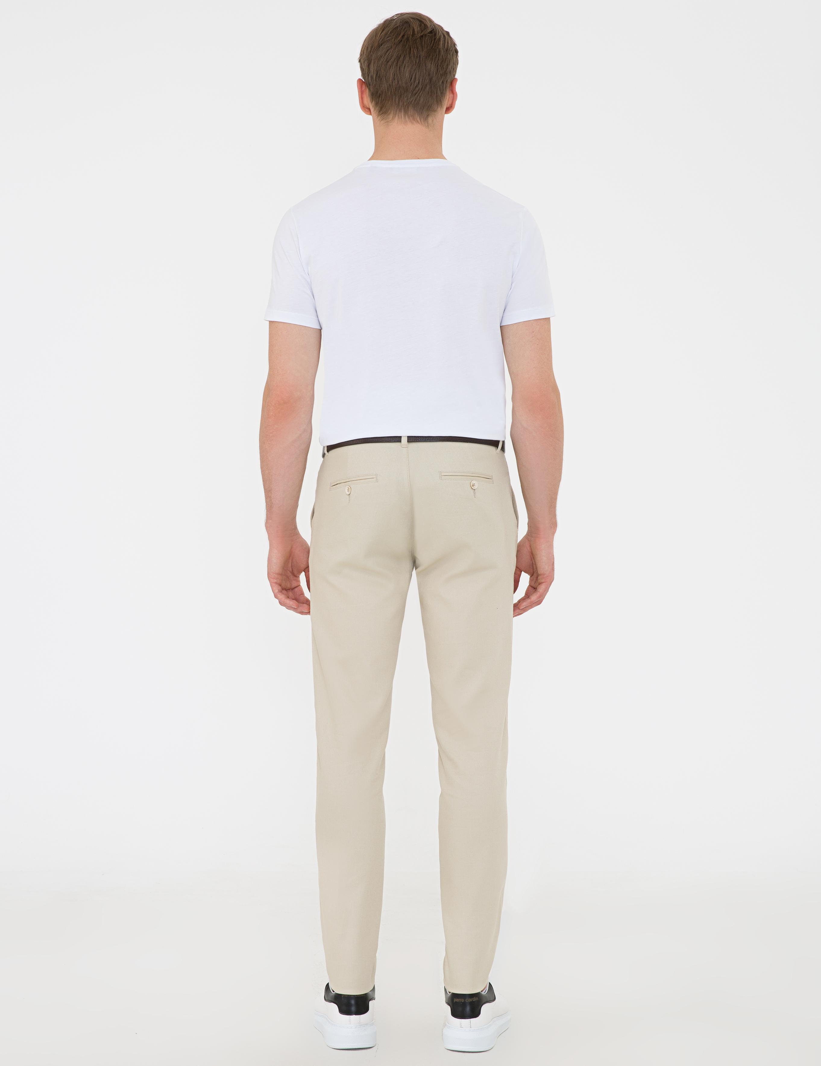 Bej Slim Fit Kanvas Pantolon