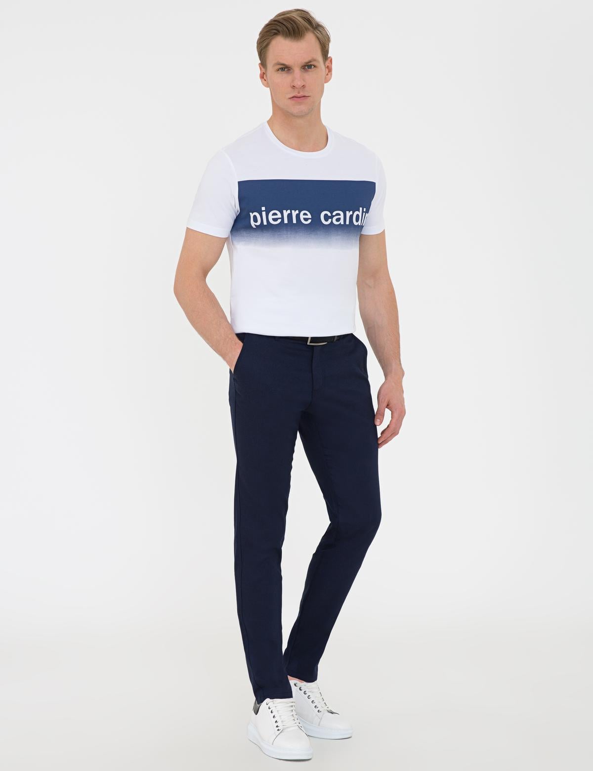 Açık Lacivert Slim Fit Keten Karışımlı Chino Pantolon - 50233230245