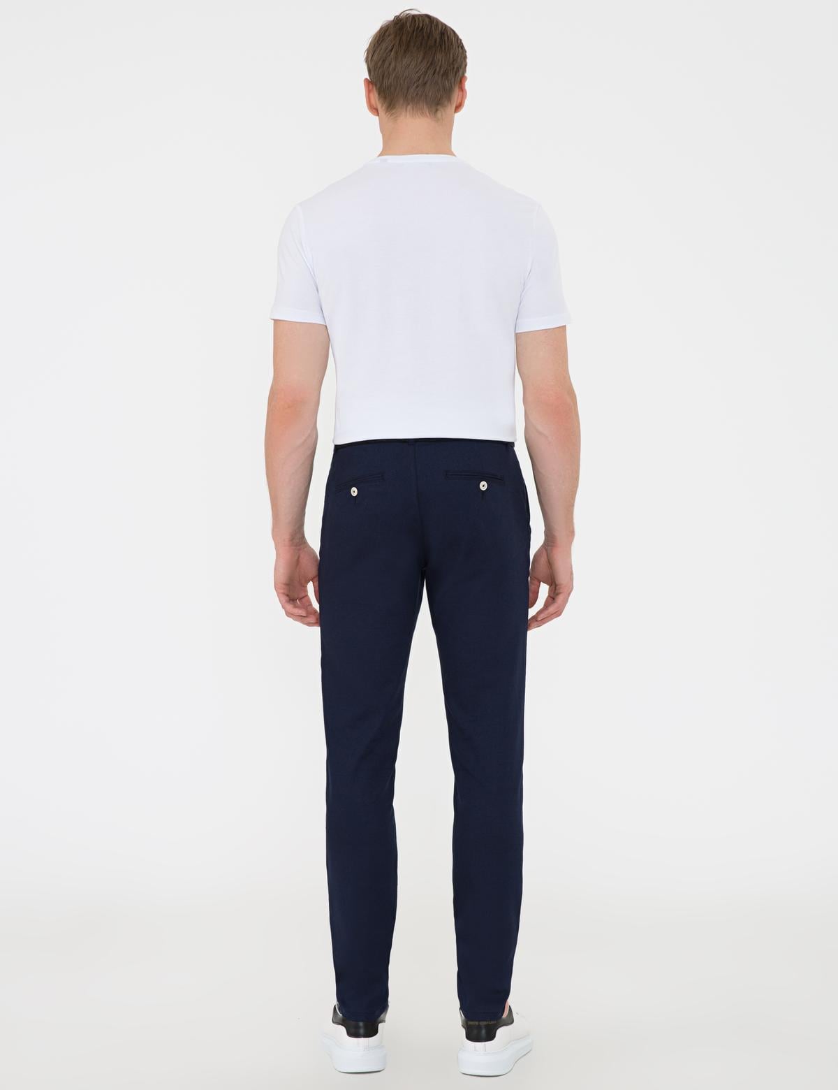 Açık Lacivert Slim Fit Keten Karışımlı Chino Pantolon - 50233230245