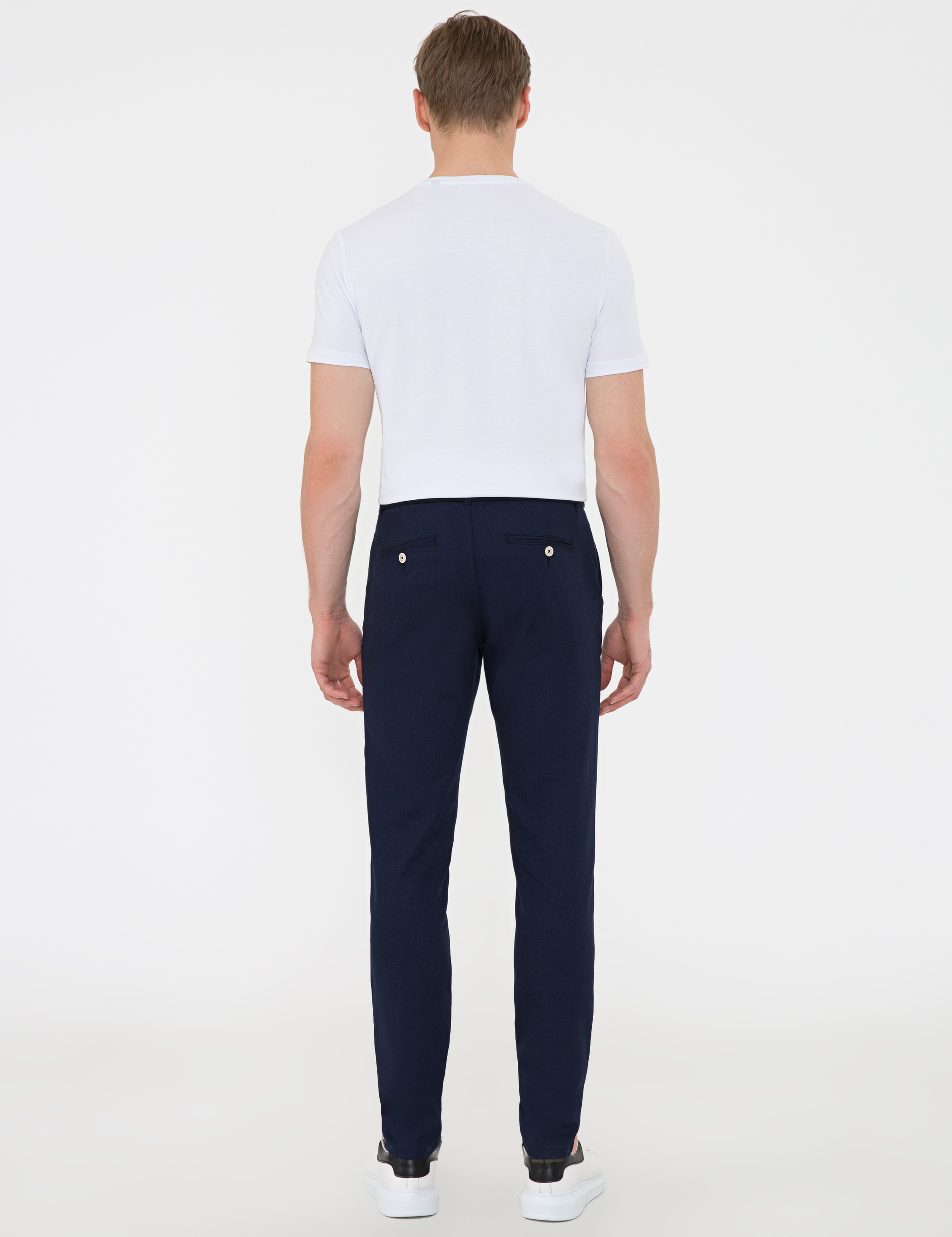 Açık Lacivert Slim Fit Keten Karışımlı Chino Pantolon - Image 3