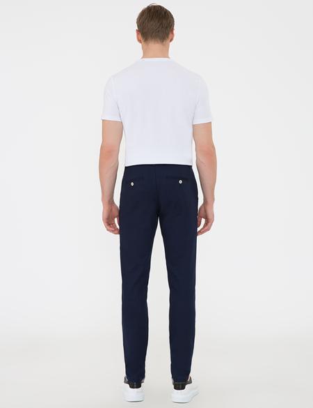 Açık Lacivert Slim Fit Keten Karışımlı Chino Pantolon - 50233230245