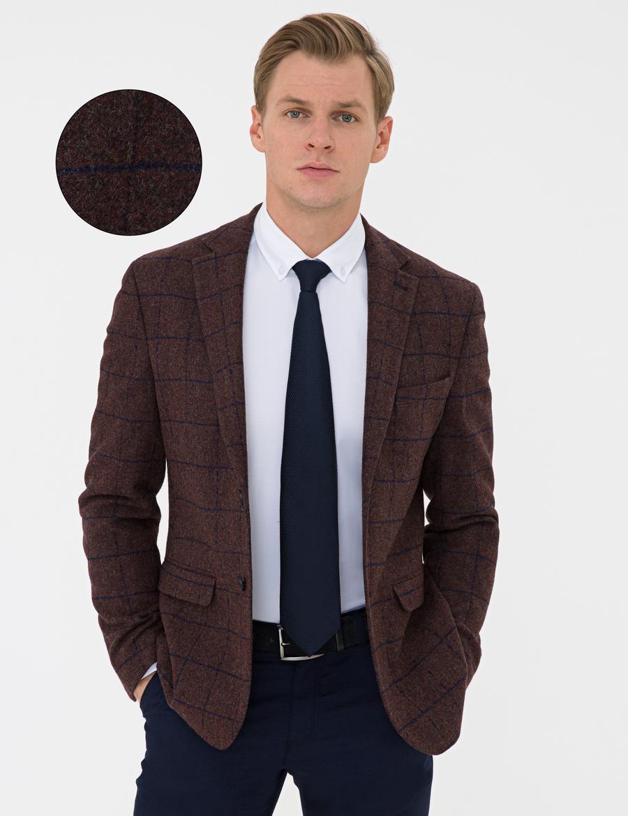 Bordo Slim Fit Ceket