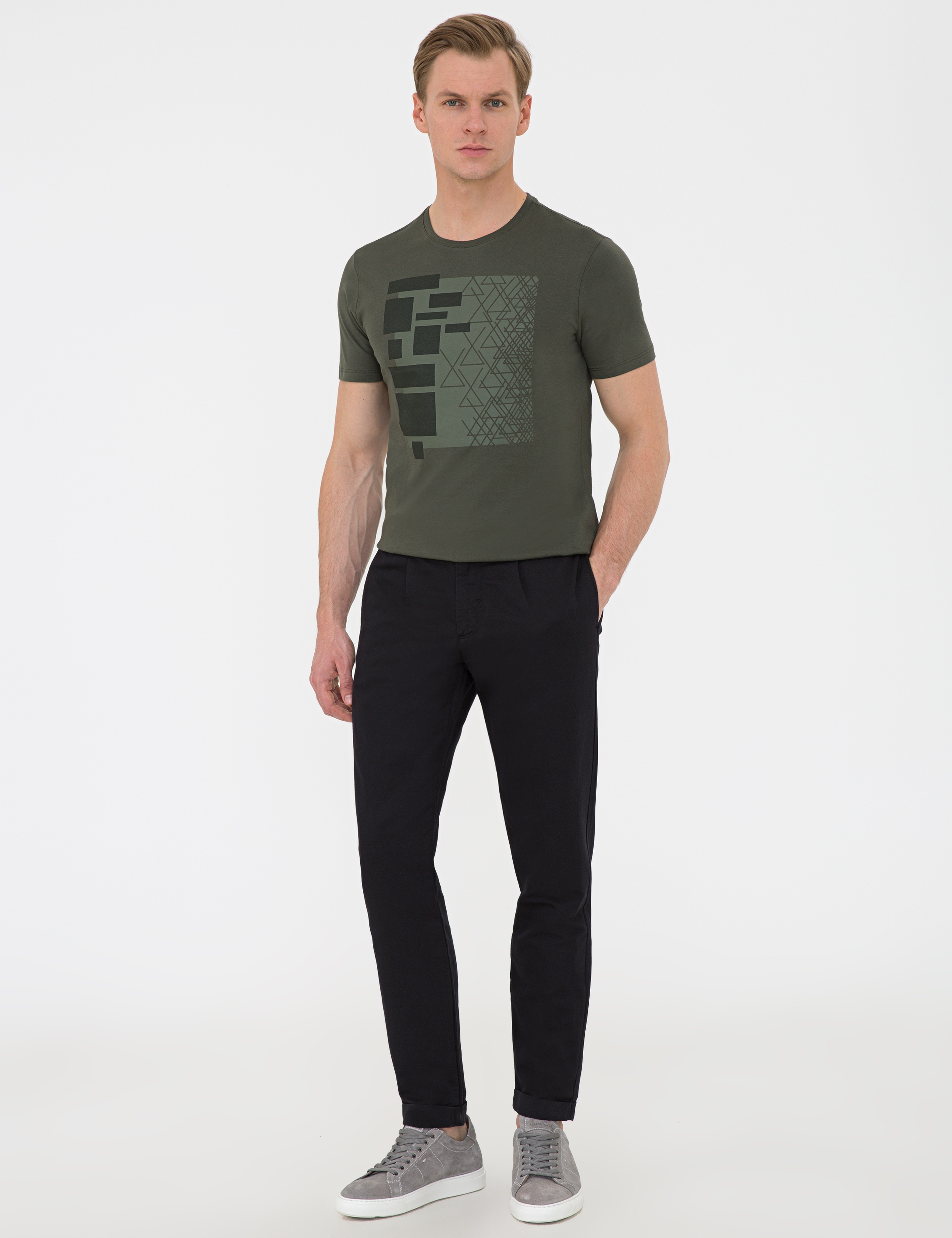 Siyah Carrot Fit Keten Karışımlı Kanvas Pantolon - Image 1