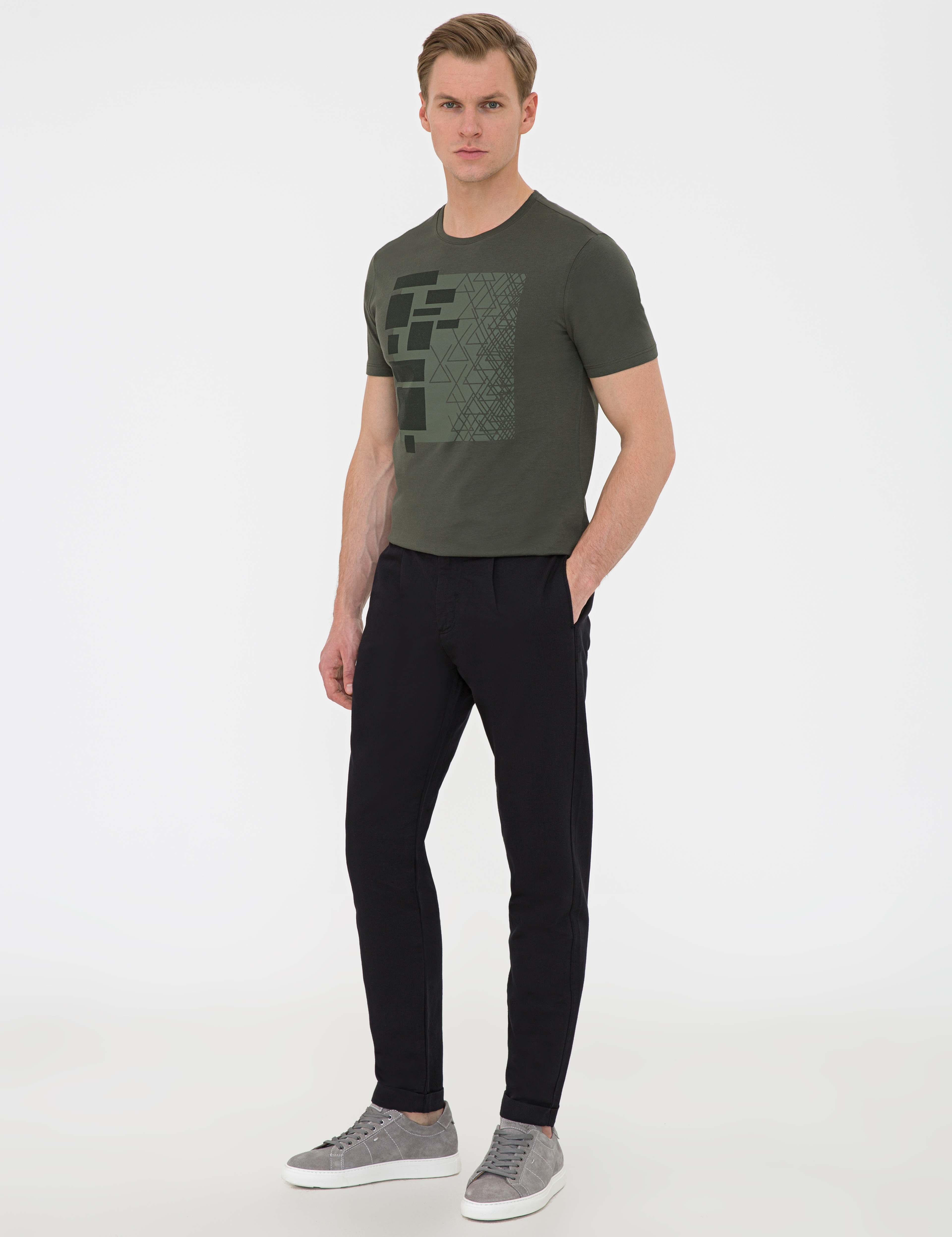 Siyah Carrot Fit Keten Karışımlı Kanvas Pantolon - Image 2