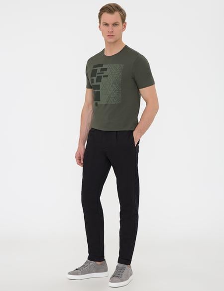 Siyah Carrot Fit Keten Karışımlı Kanvas Pantolon - 50233242157