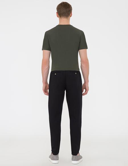 Siyah Carrot Fit Keten Karışımlı Kanvas Pantolon - 50233242157