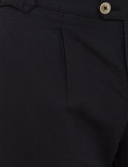 Siyah Carrot Fit Keten Karışımlı Kanvas Pantolon - 50233242157