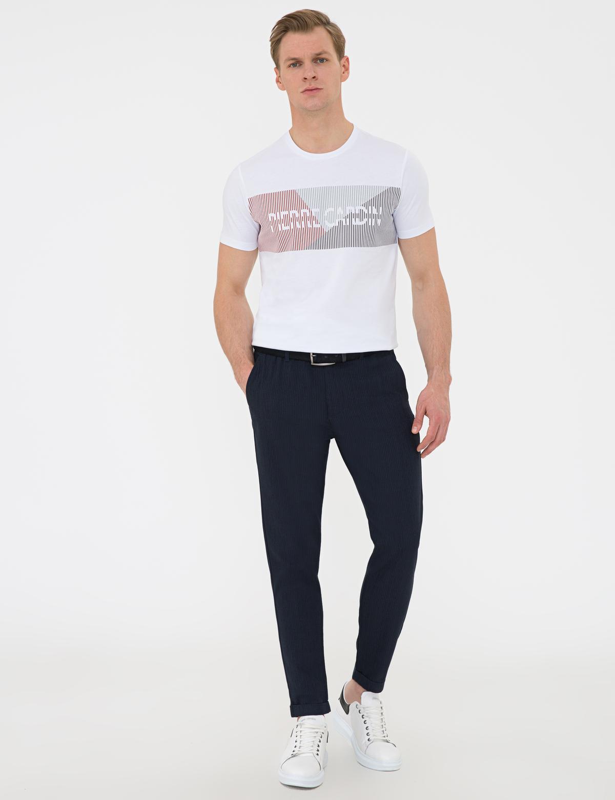 Lacivert Carrot Fit Chino Pantolon