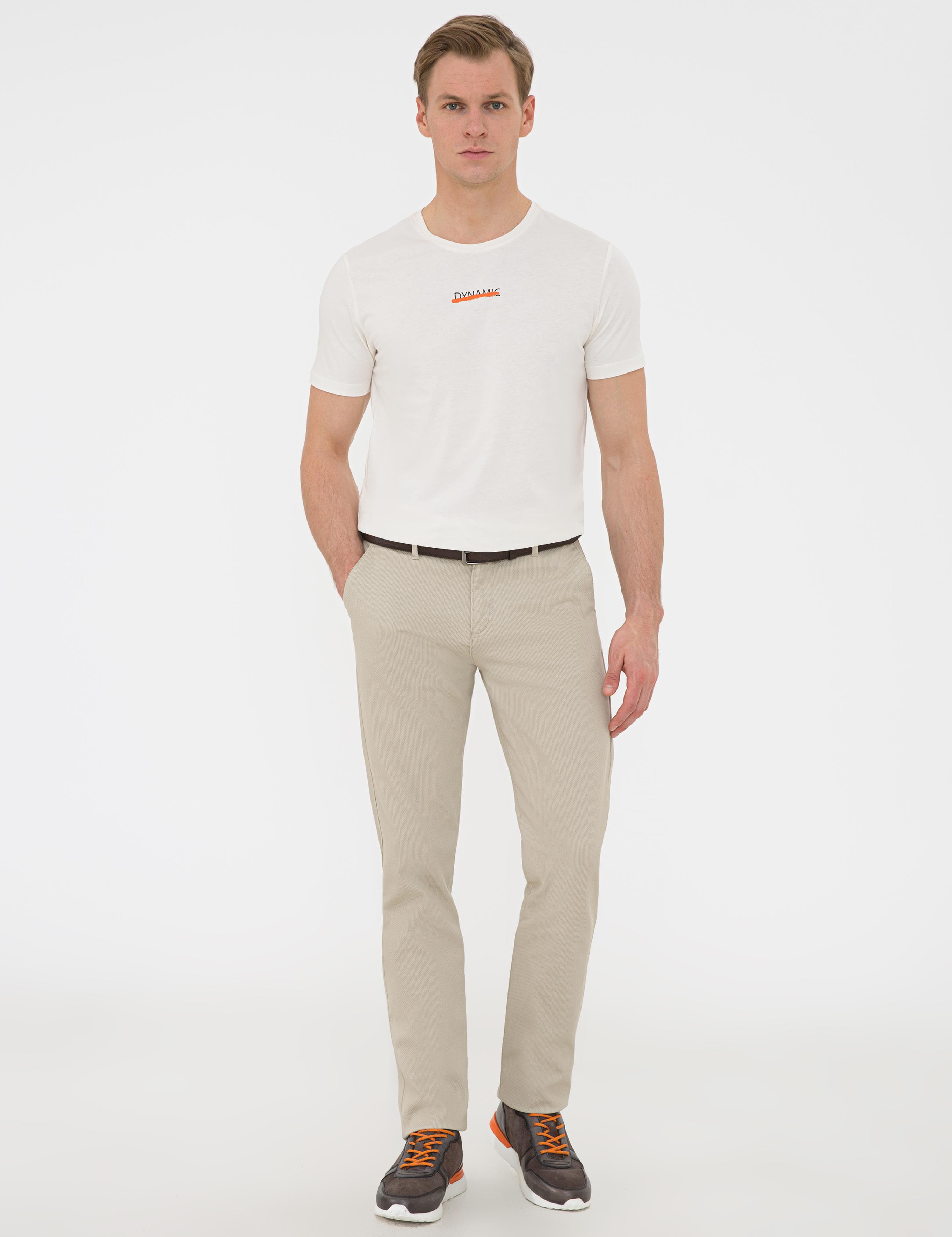 Bej Regular Fit Kanvas Pantolon