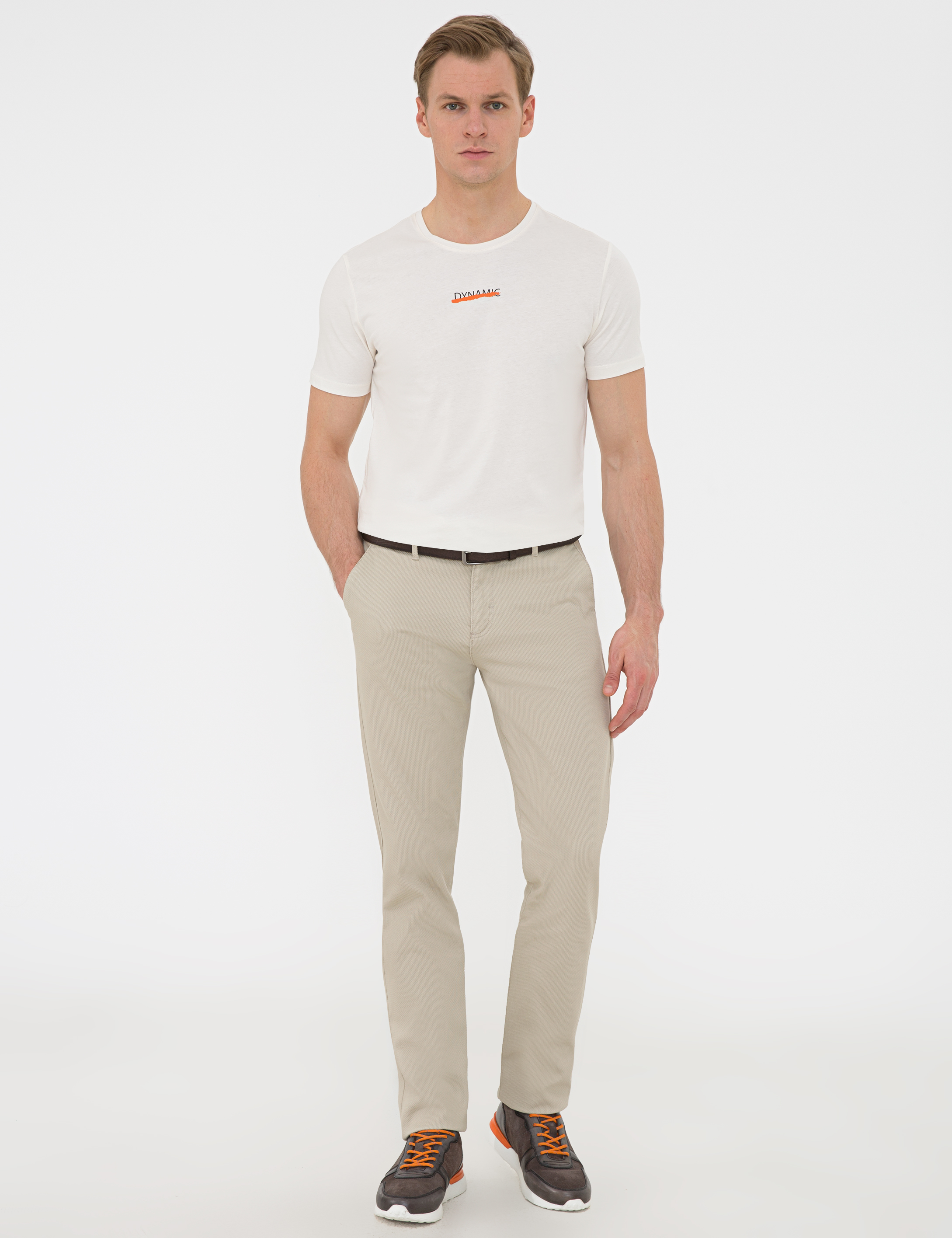 Bej Regular Fit Kanvas Pantolon
