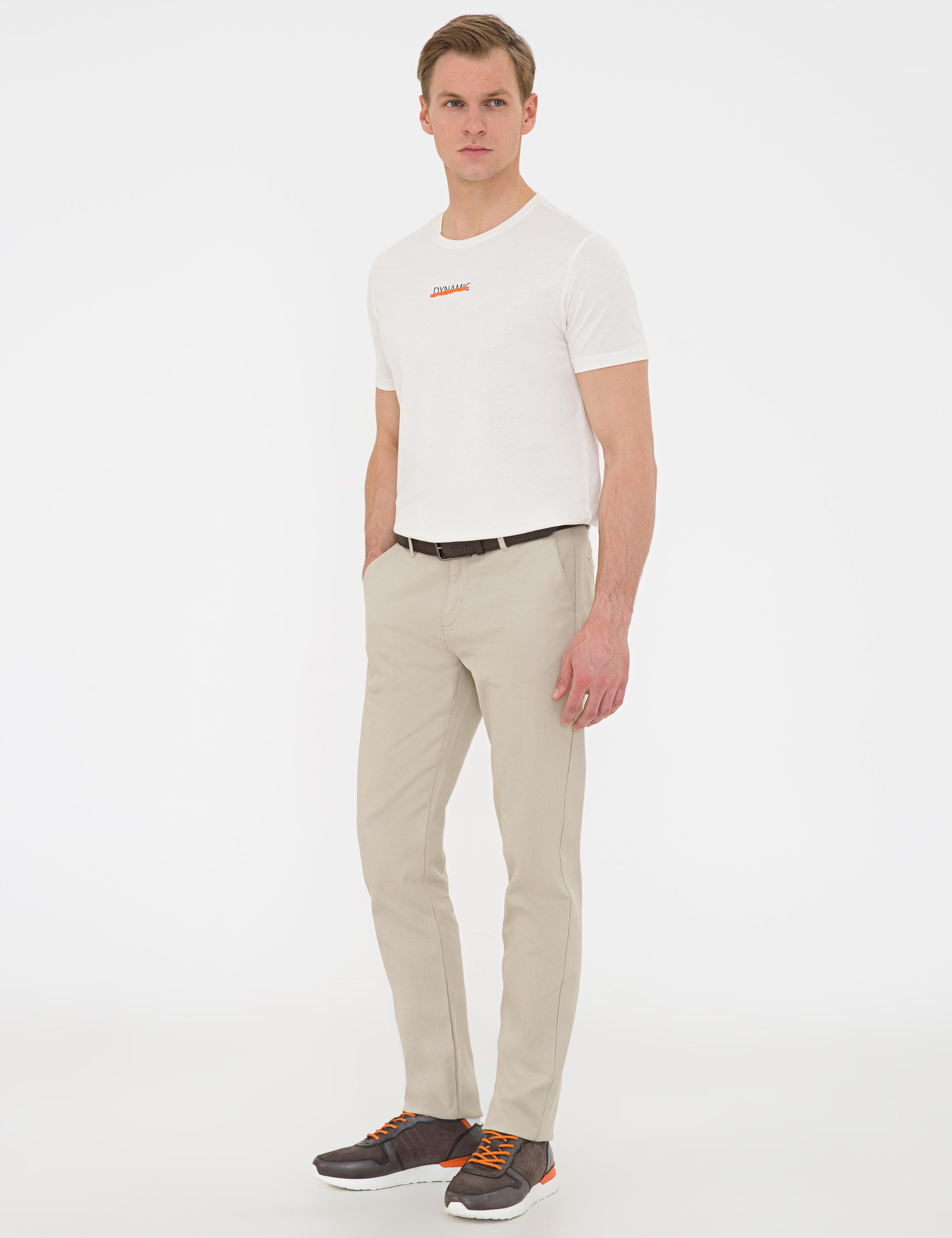 Bej Regular Fit Kanvas Pantolon