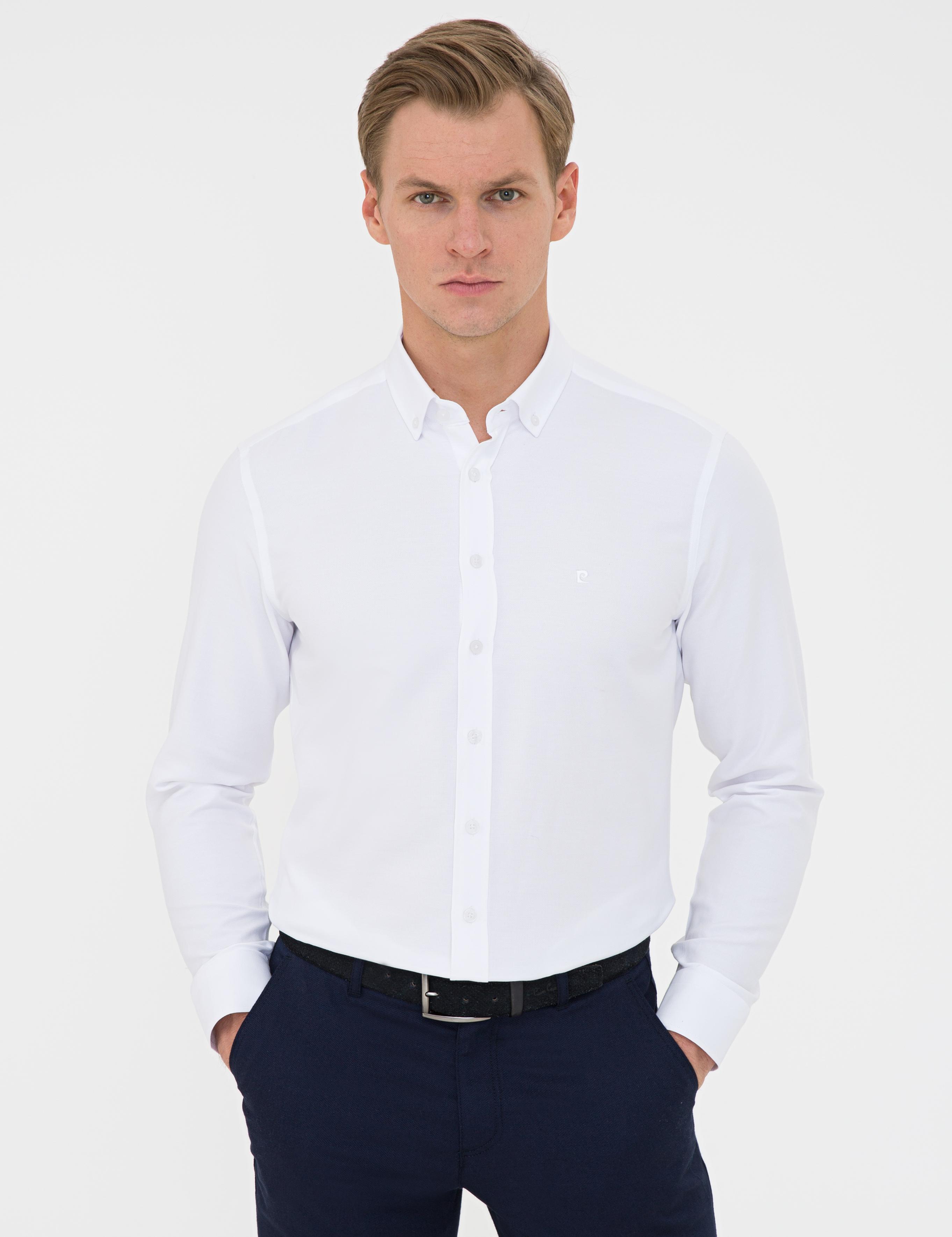 Beyaz Slim Fit Oxford Gömlek
