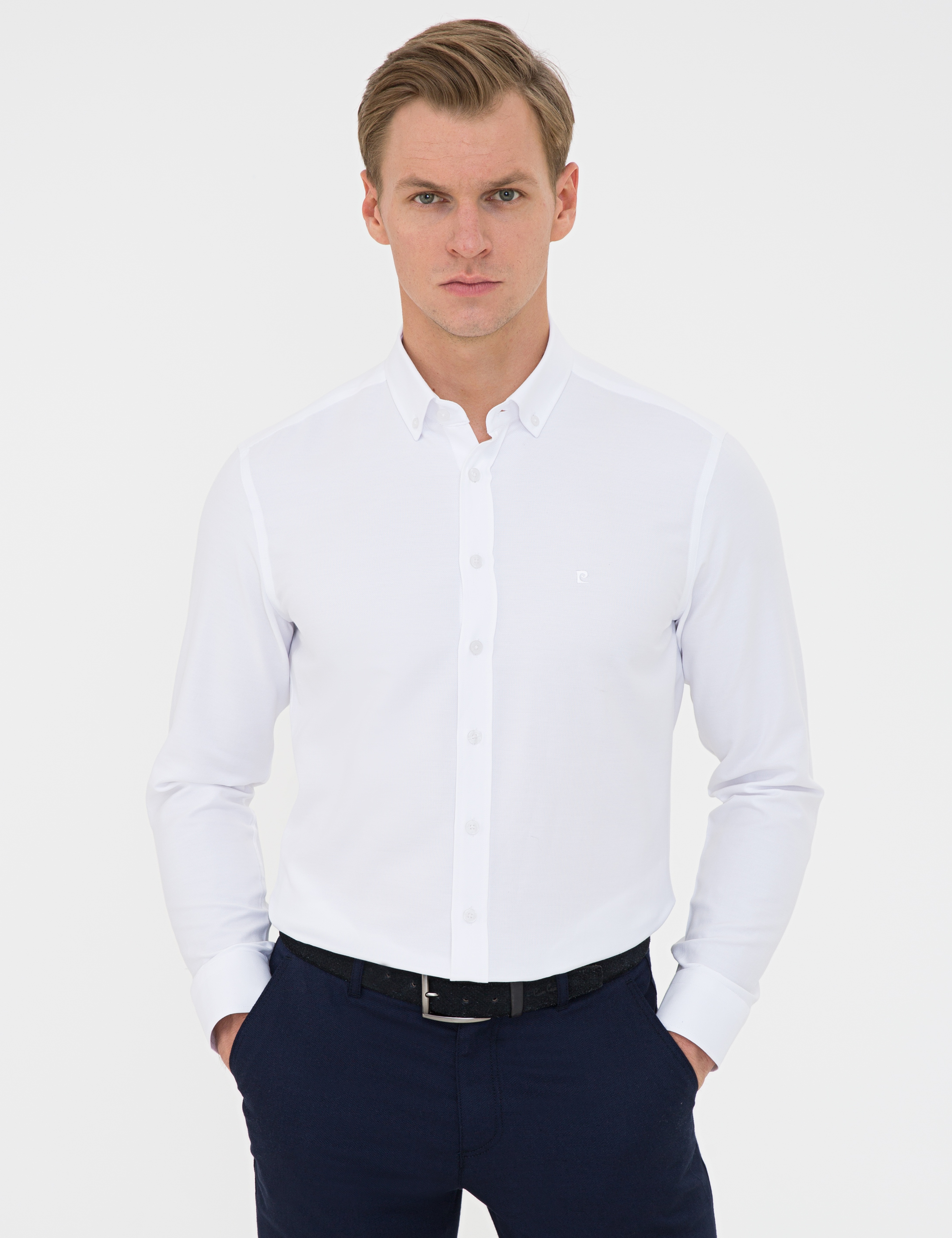 Beyaz Slim Fit Oxford Gömlek - Image 1