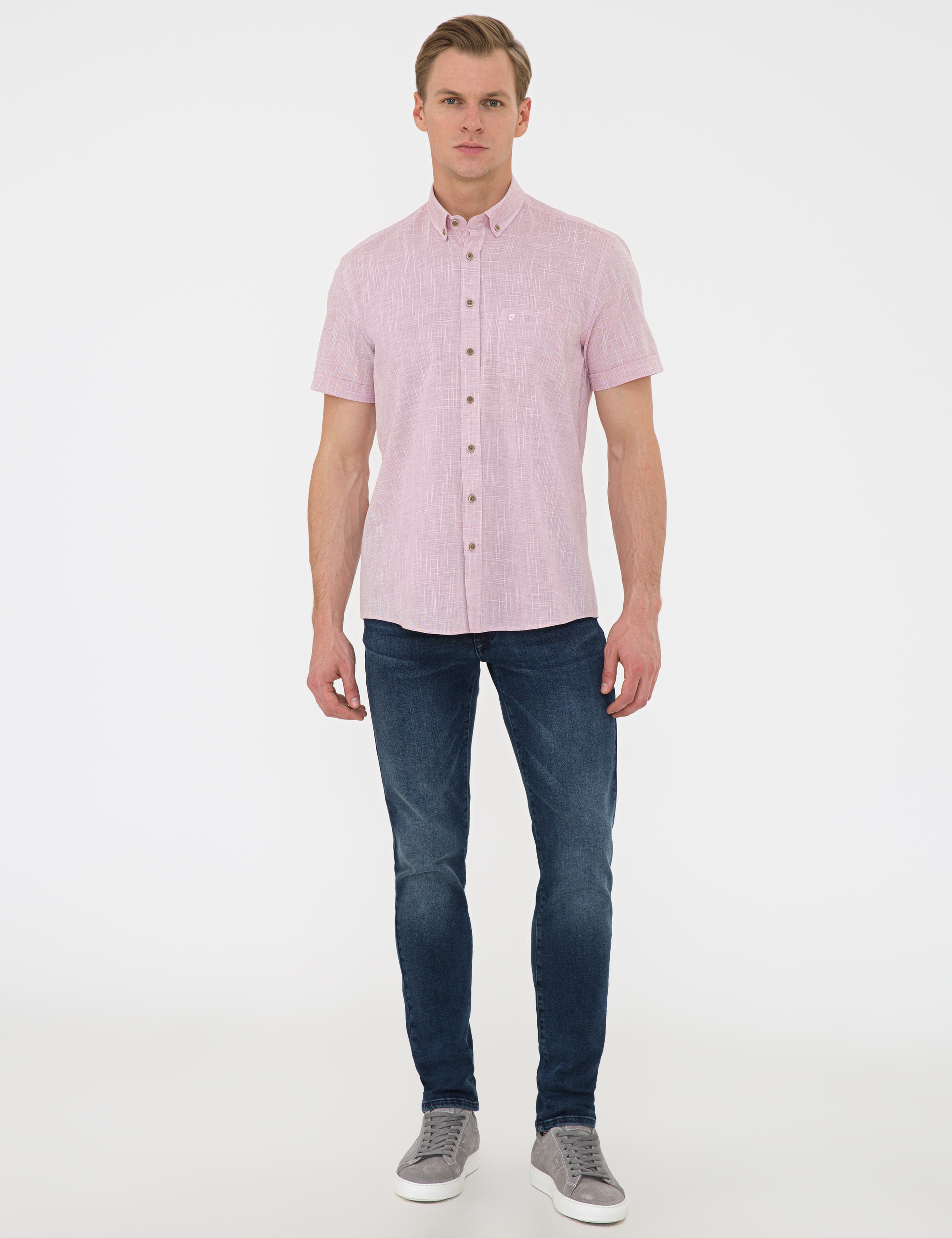Bordo Regular Fit Kısa Kollu Gömlek