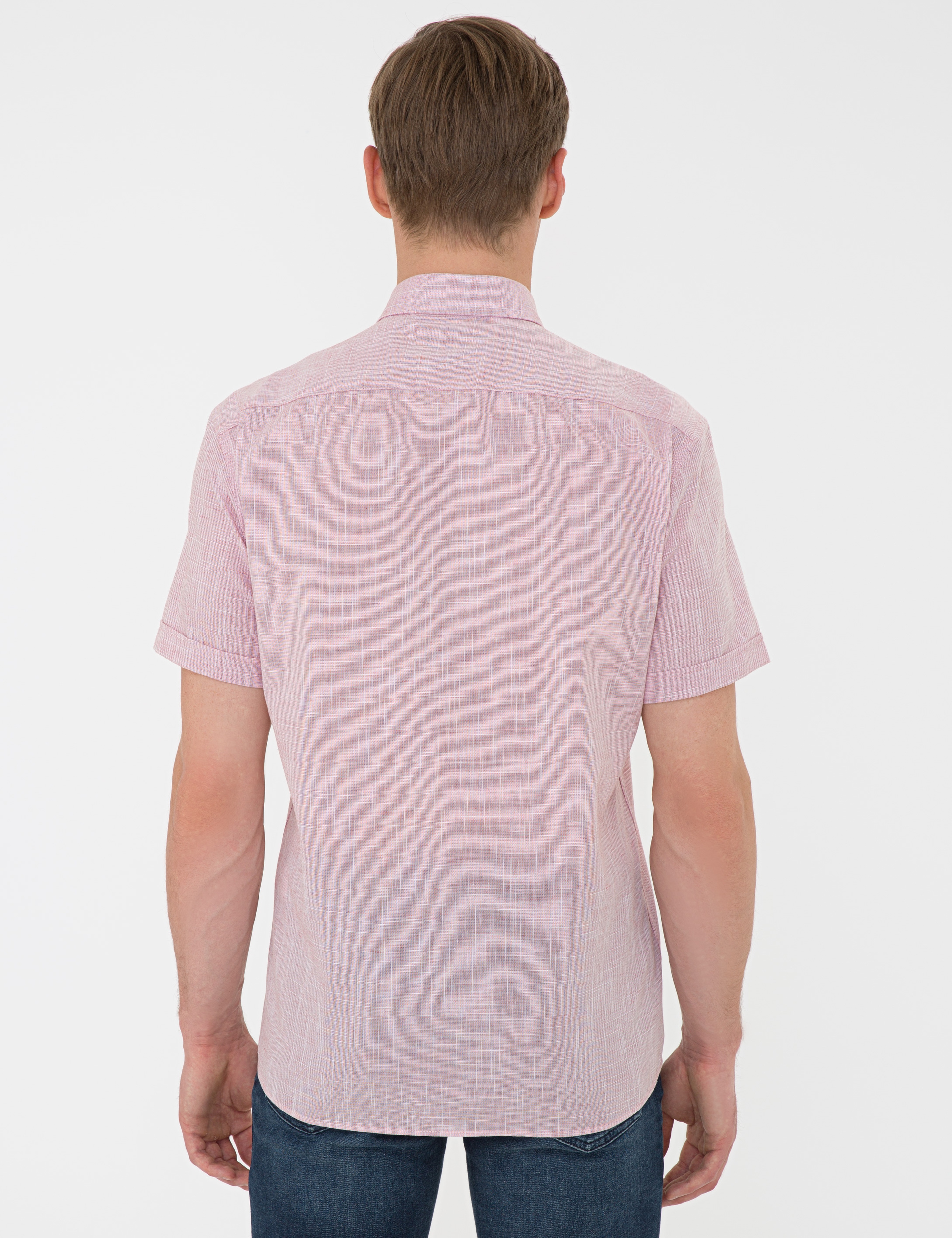 Bordo Regular Fit Kısa Kollu Gömlek - Image 3