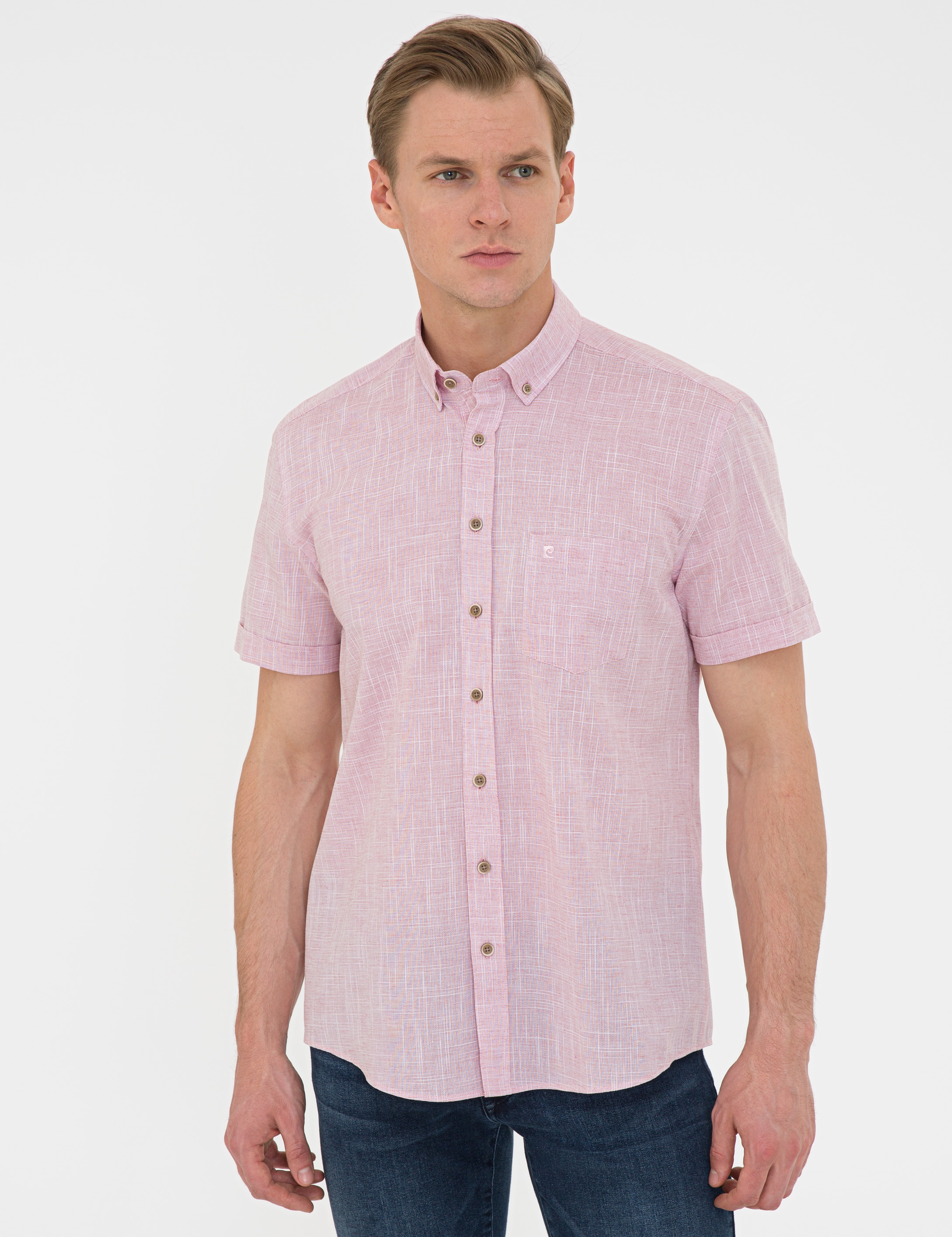 Bordo Regular Fit Kısa Kollu Gömlek - Image 1