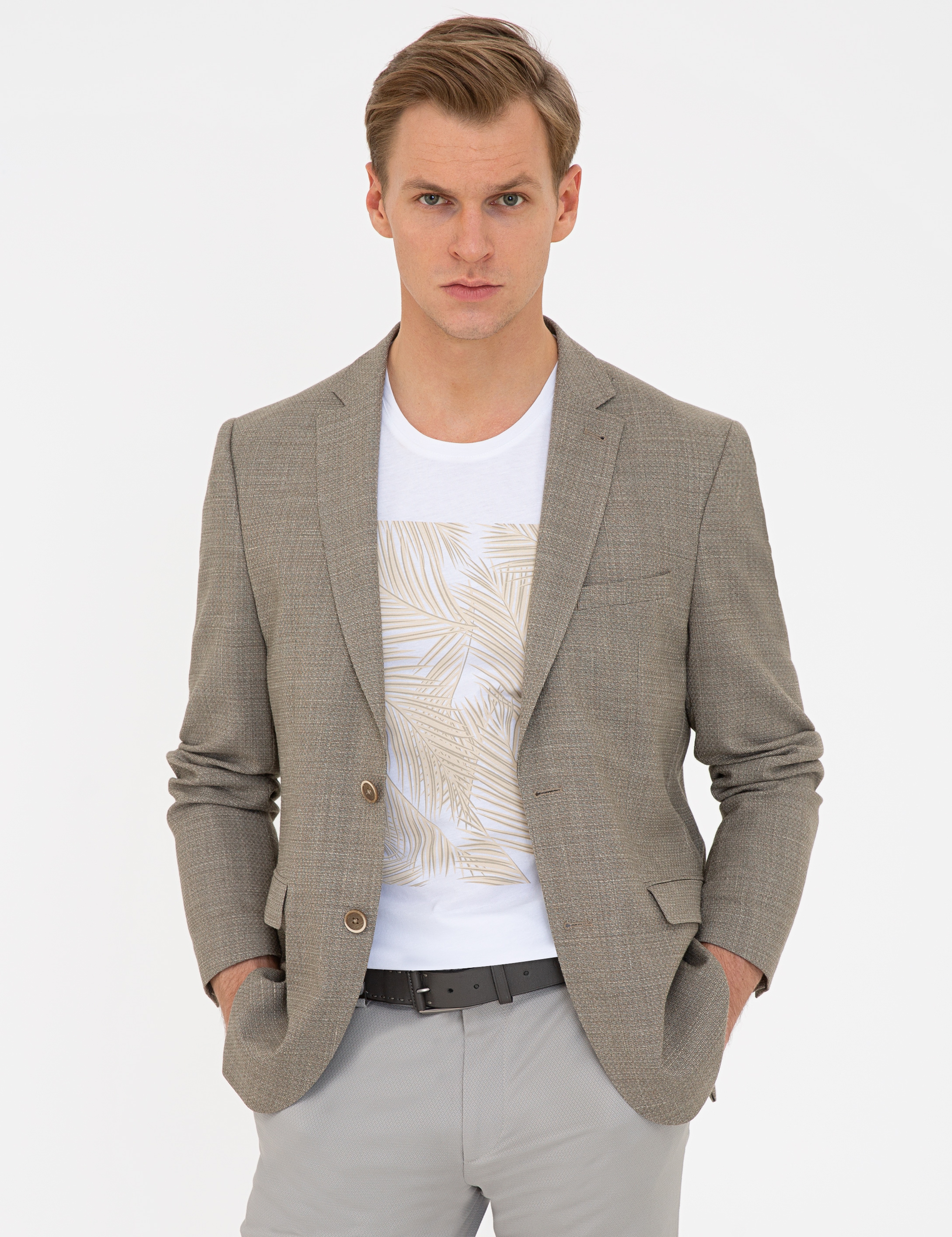 Açık Kahverengi Slim Fit Ceket - Image 2