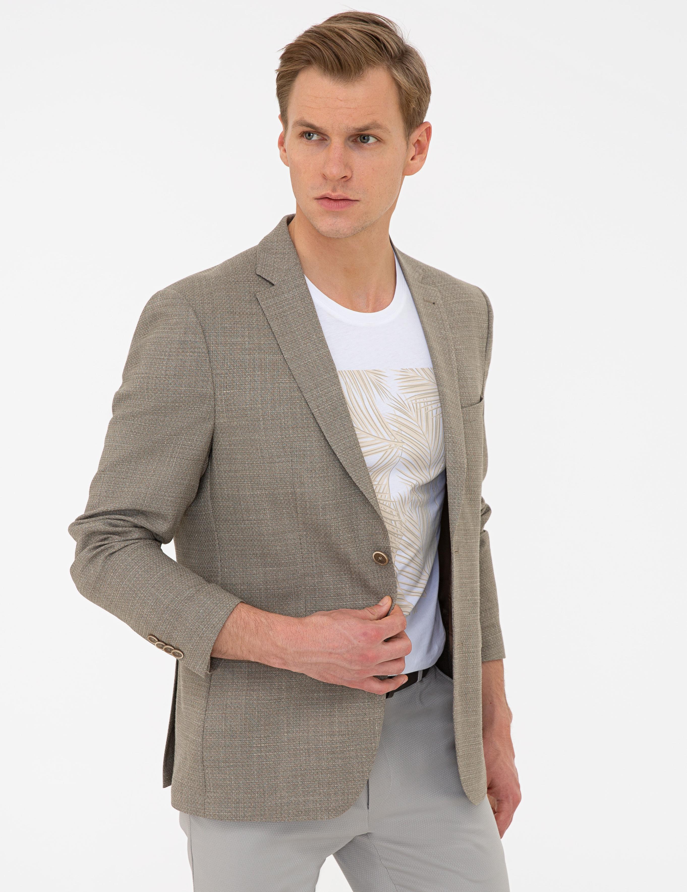 Açık Kahverengi Slim Fit Ceket