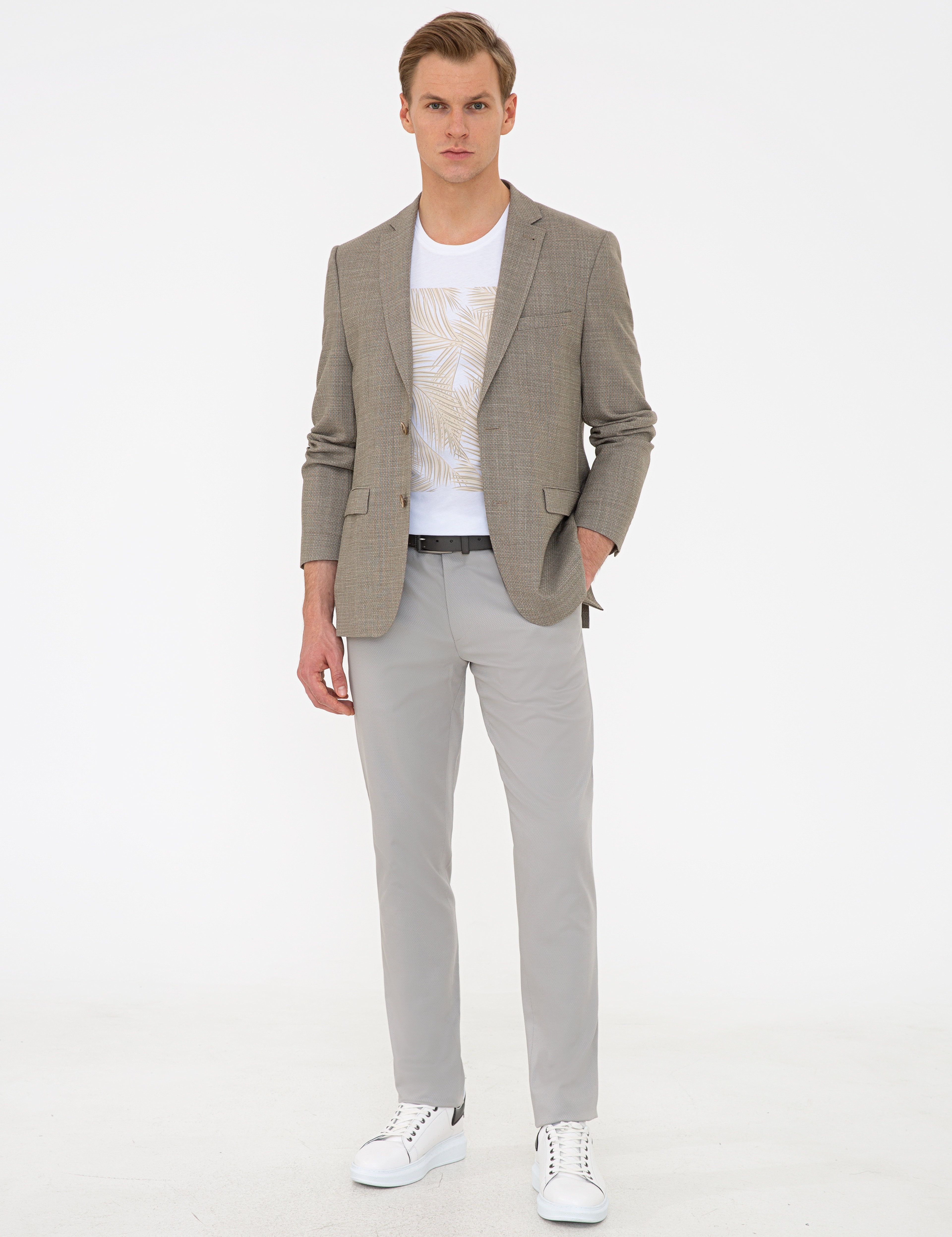 Açık Kahverengi Slim Fit Ceket - Image 6