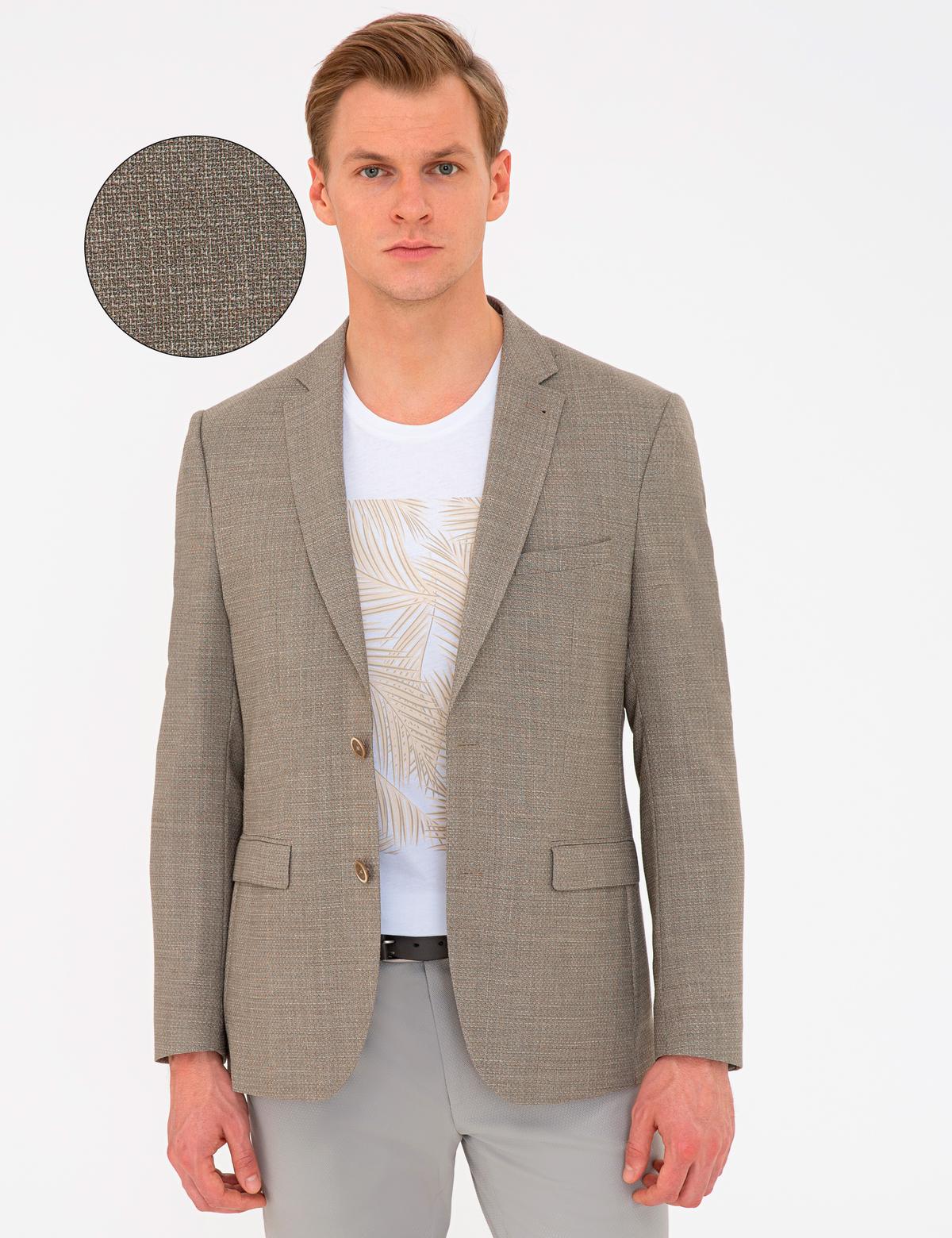 Açık Kahverengi Slim Fit Ceket