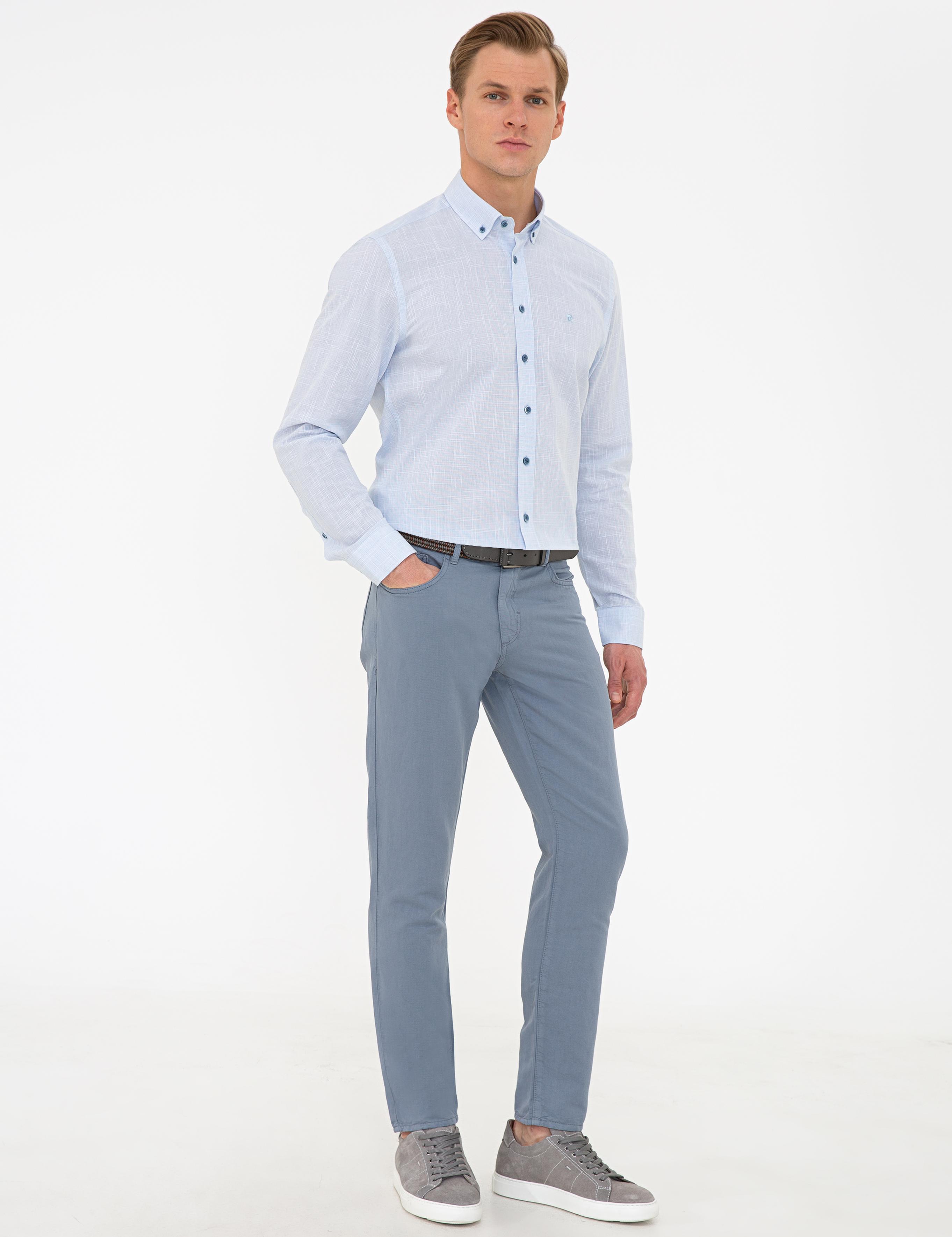 Koyu Mavi Slim Fit Kanvas Pantolon