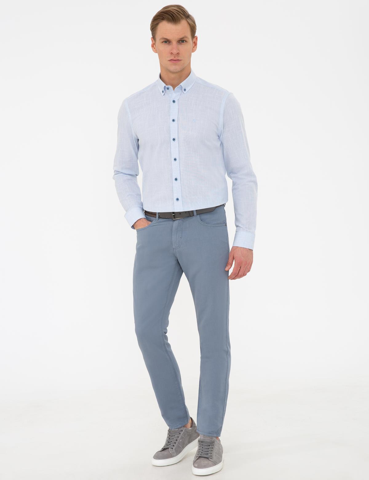 Koyu Mavi Slim Fit Kanvas Pantolon