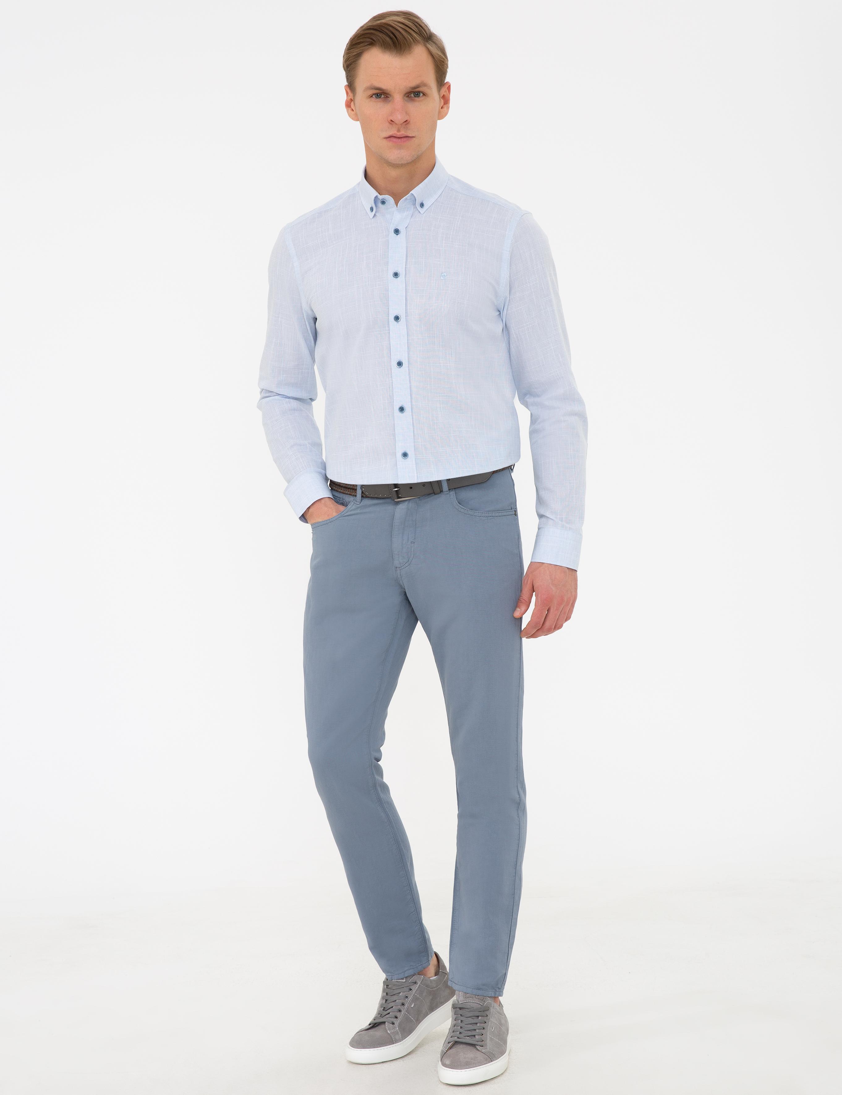 Koyu Mavi Slim Fit Kanvas Pantolon
