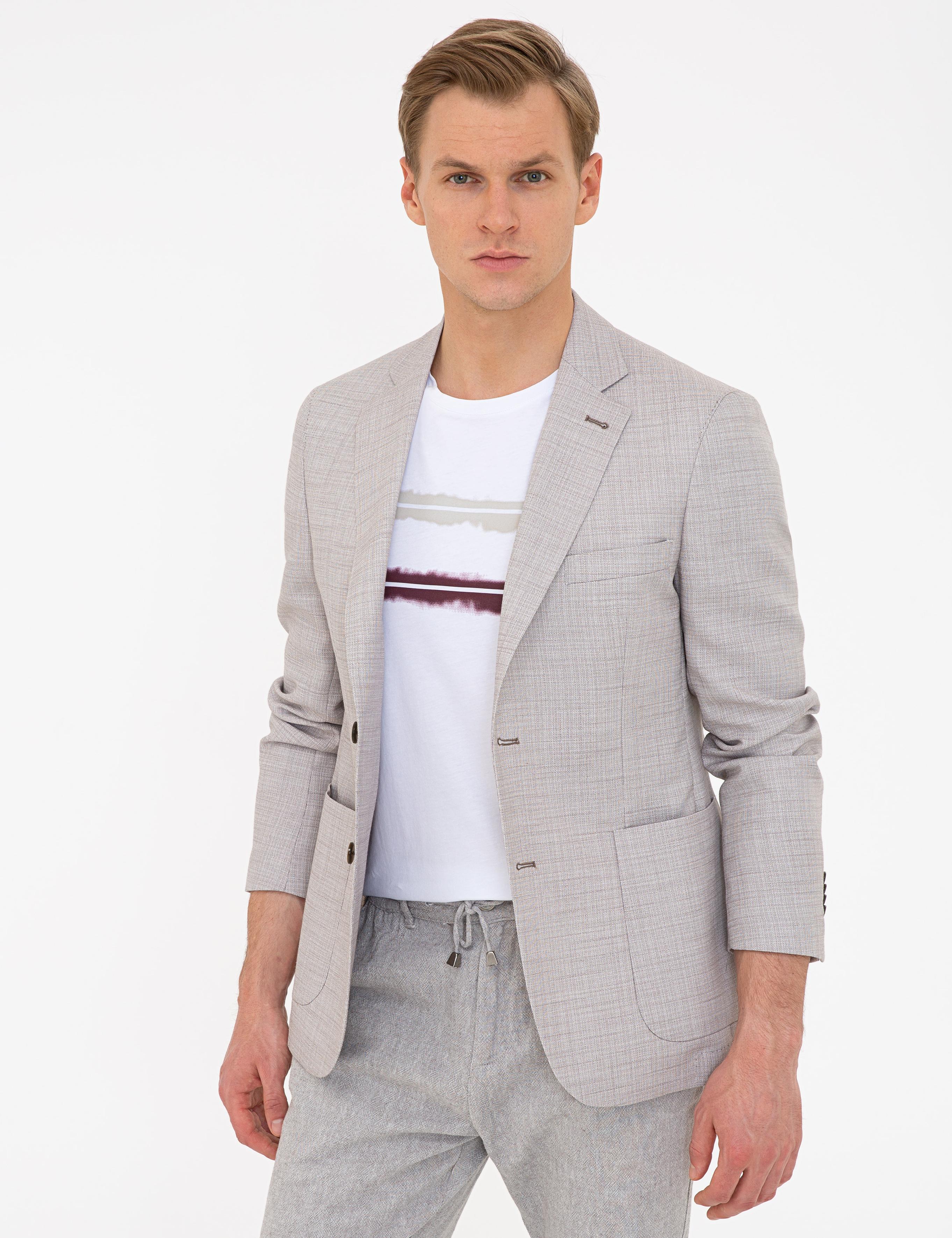 Bej Ex. Slim Fit Ceket