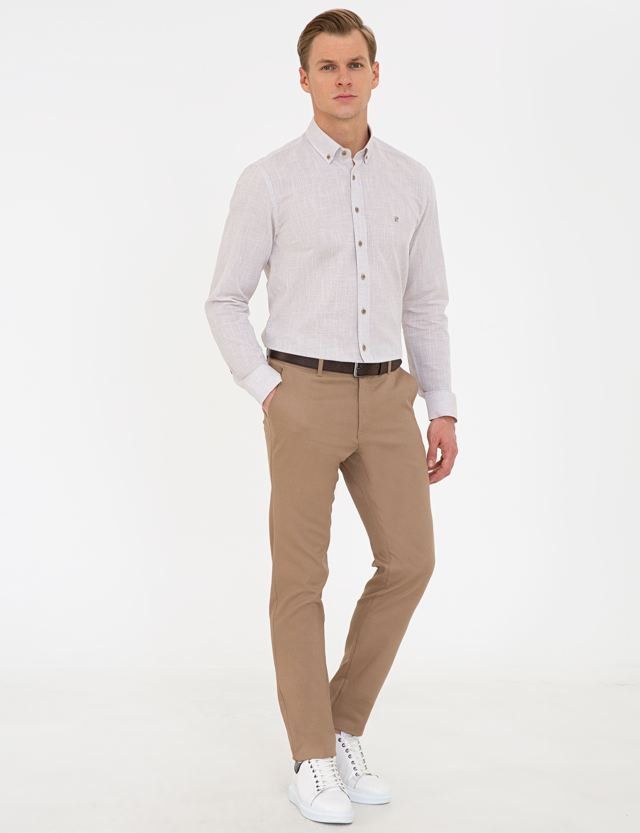 Vizon Slim Fit Keten Karışımlı Chino Pantolon - Image 2