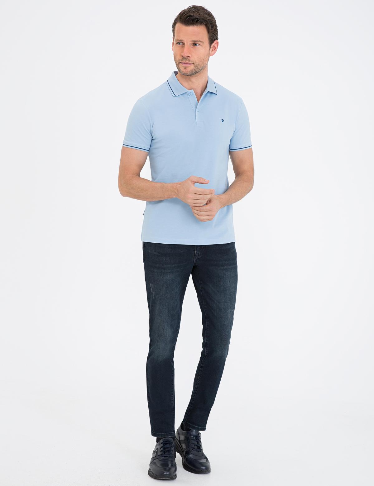 Açık Mavi Slim Fit Basic Polo Yaka T-Shirt - 50239844023