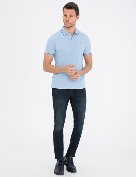 Açık Mavi Slim Fit Basic Polo Yaka T-Shirt - 50239844023