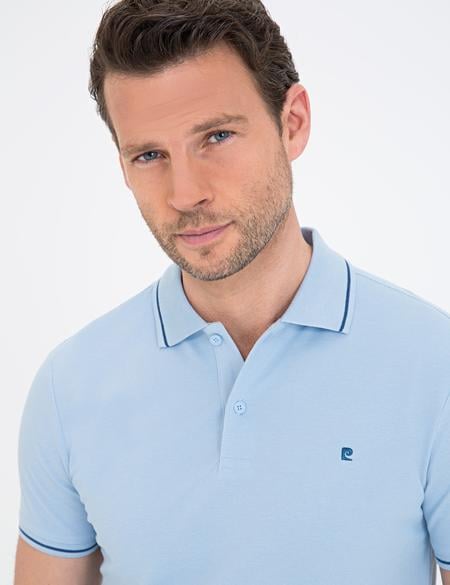 Açık Mavi Slim Fit Basic Polo Yaka T-Shirt - 50239844023