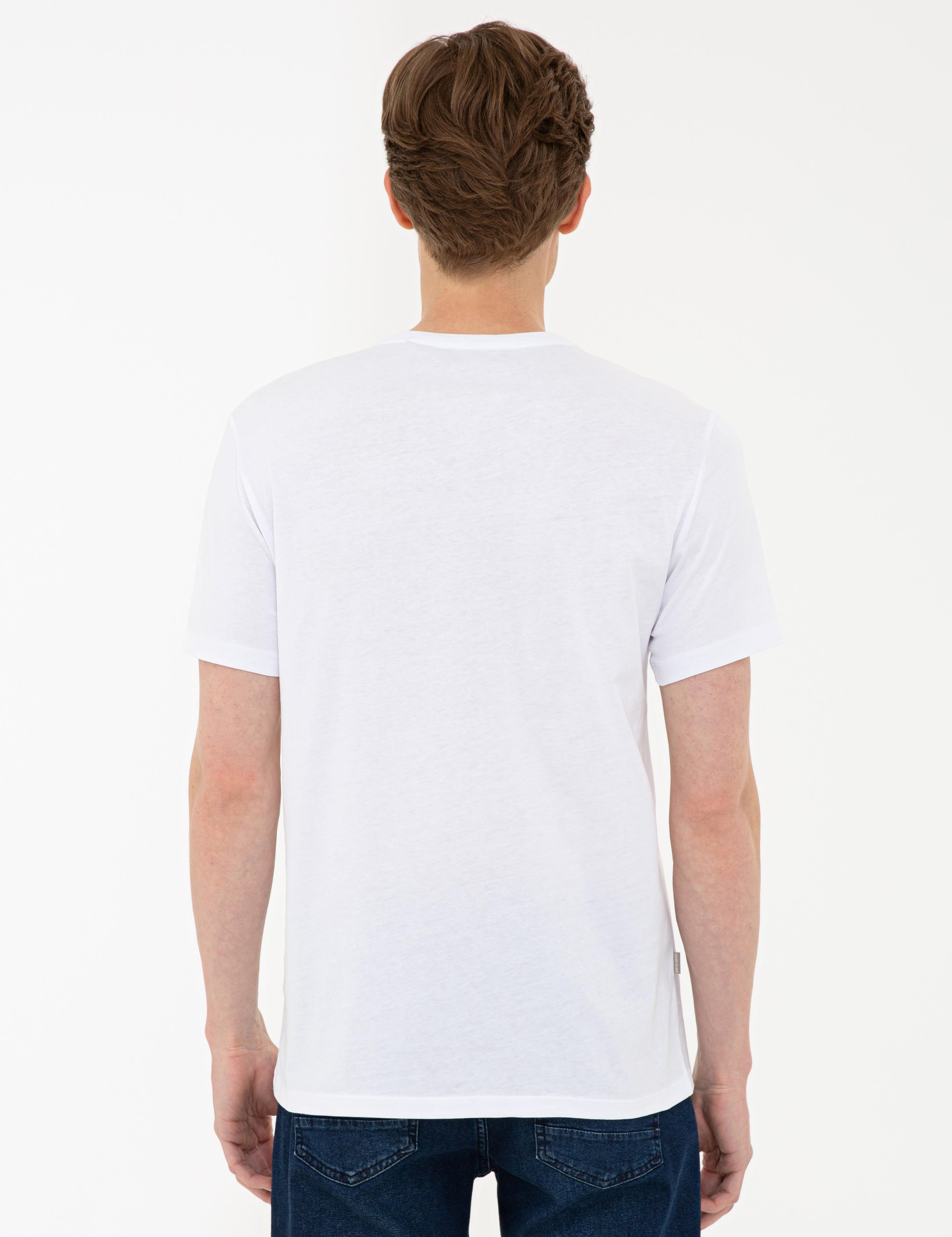 Beyaz Slim Fit Basic V Yaka Tişört