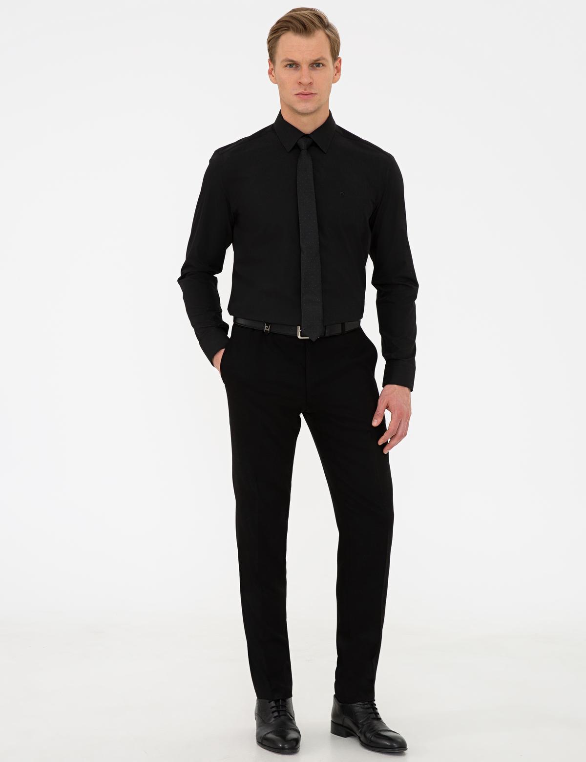 Siyah Regular Fit Basic Gömlek - 50242131041