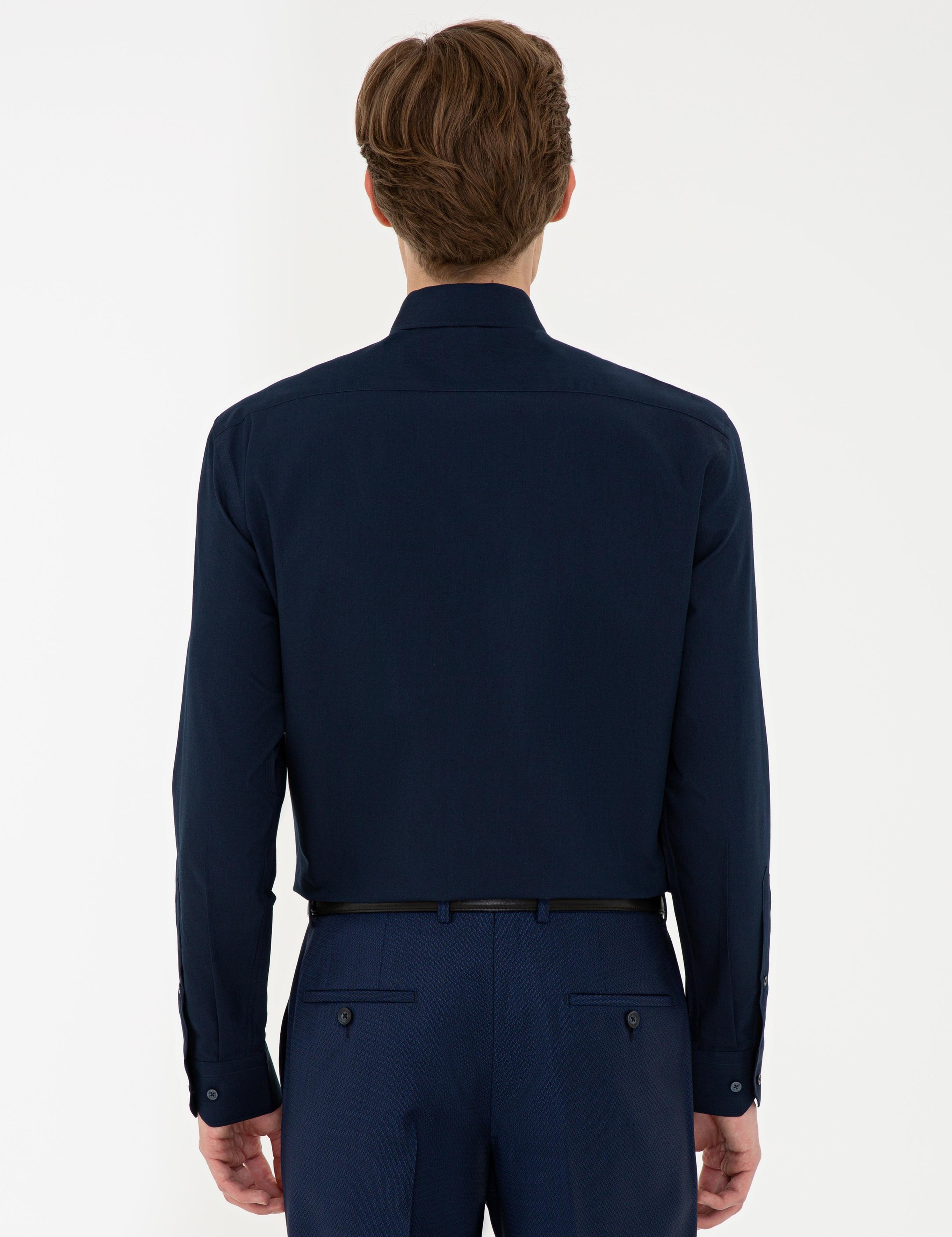 Lacivert Regular Fit Basic Gömlek