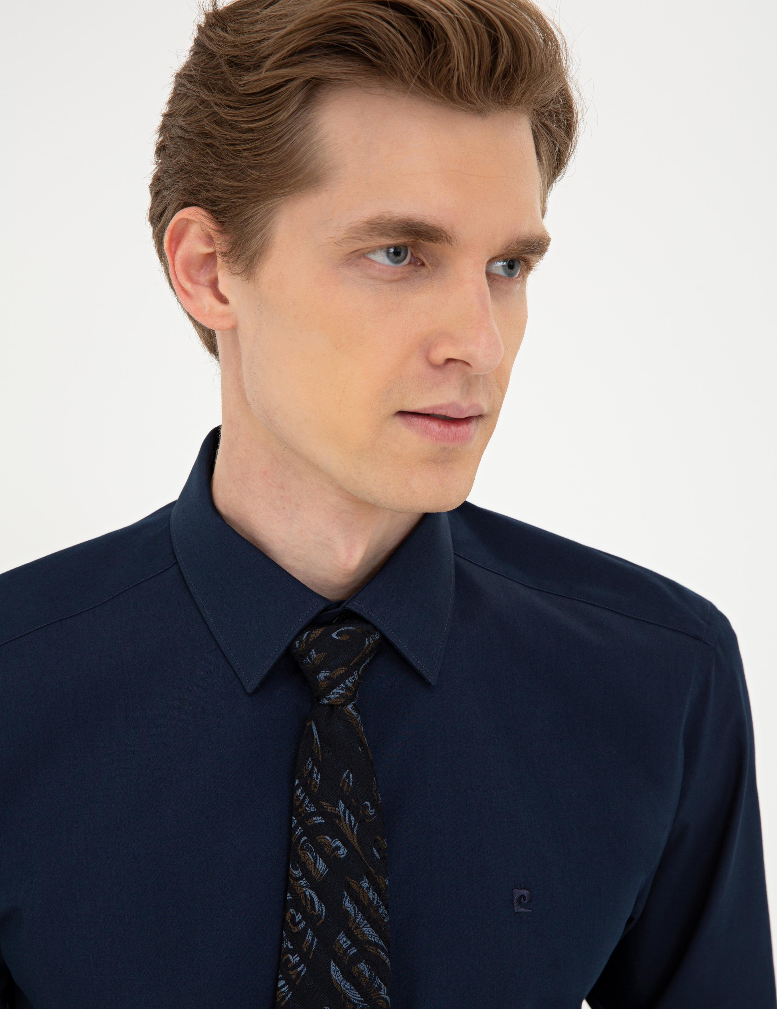 Lacivert Regular Fit Basic Gömlek