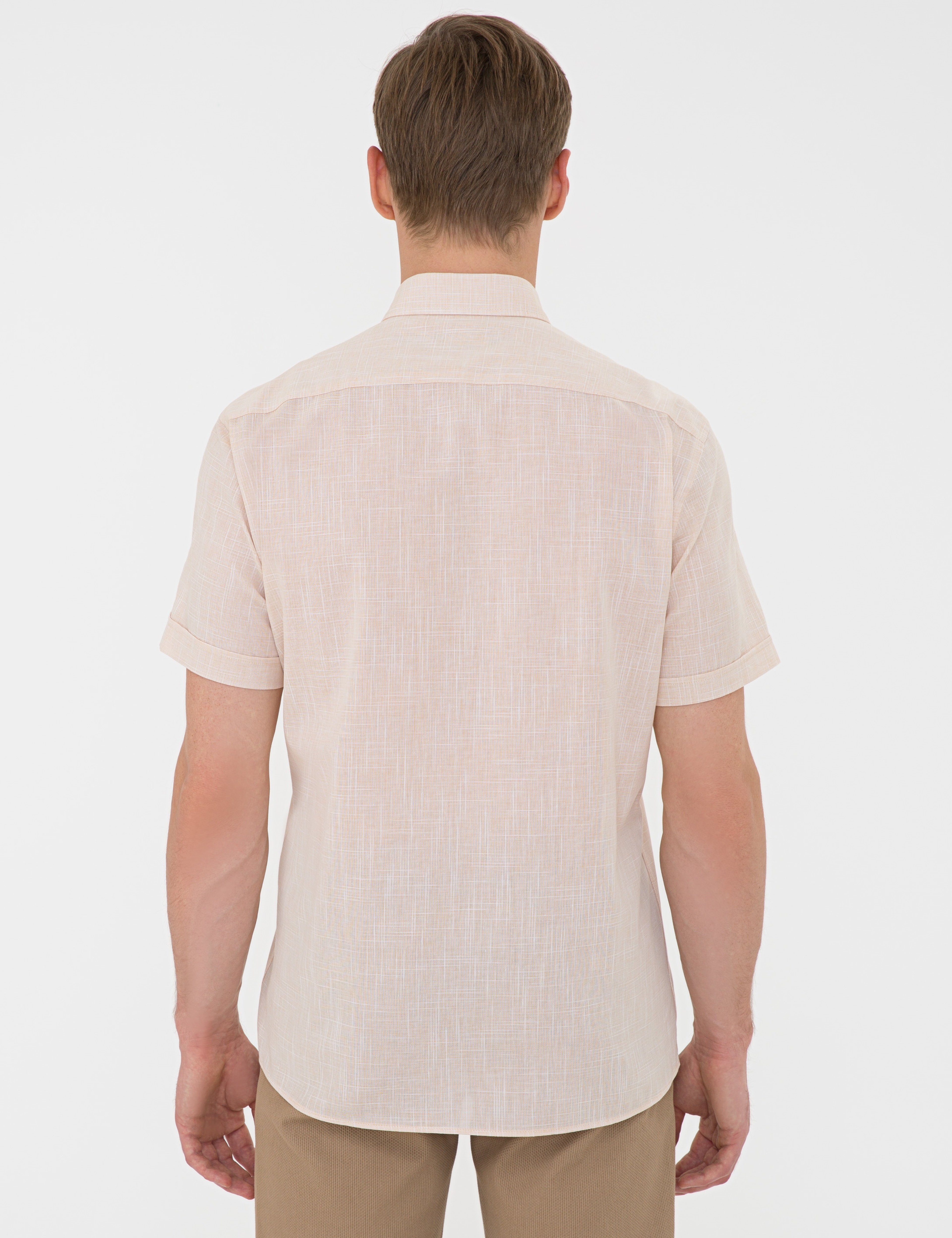 Açık Sarı Regular Fit Kısa Kollu Gömlek - Image 3