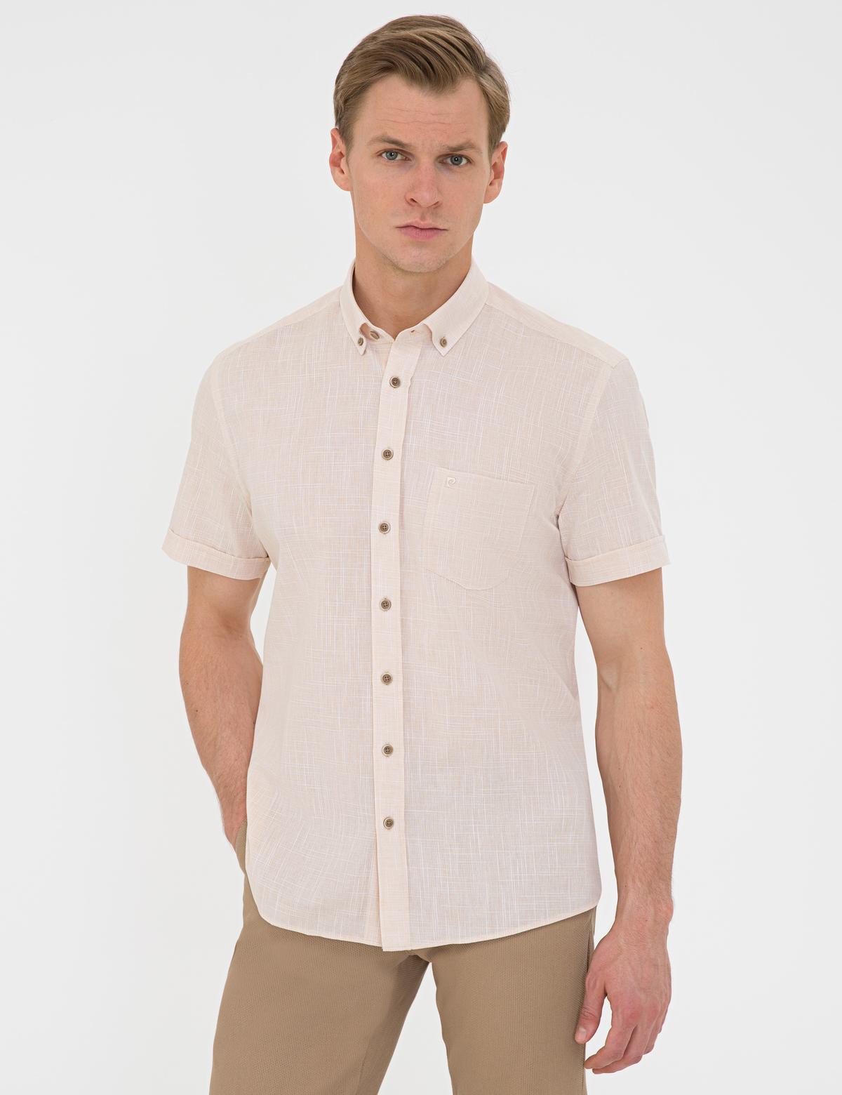 Açık Sarı Regular Fit Kısa Kollu Gömlek