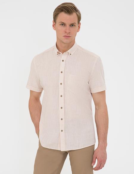 Açık Sarı Regular Fit Kısa Kollu Gömlek - 50240388042