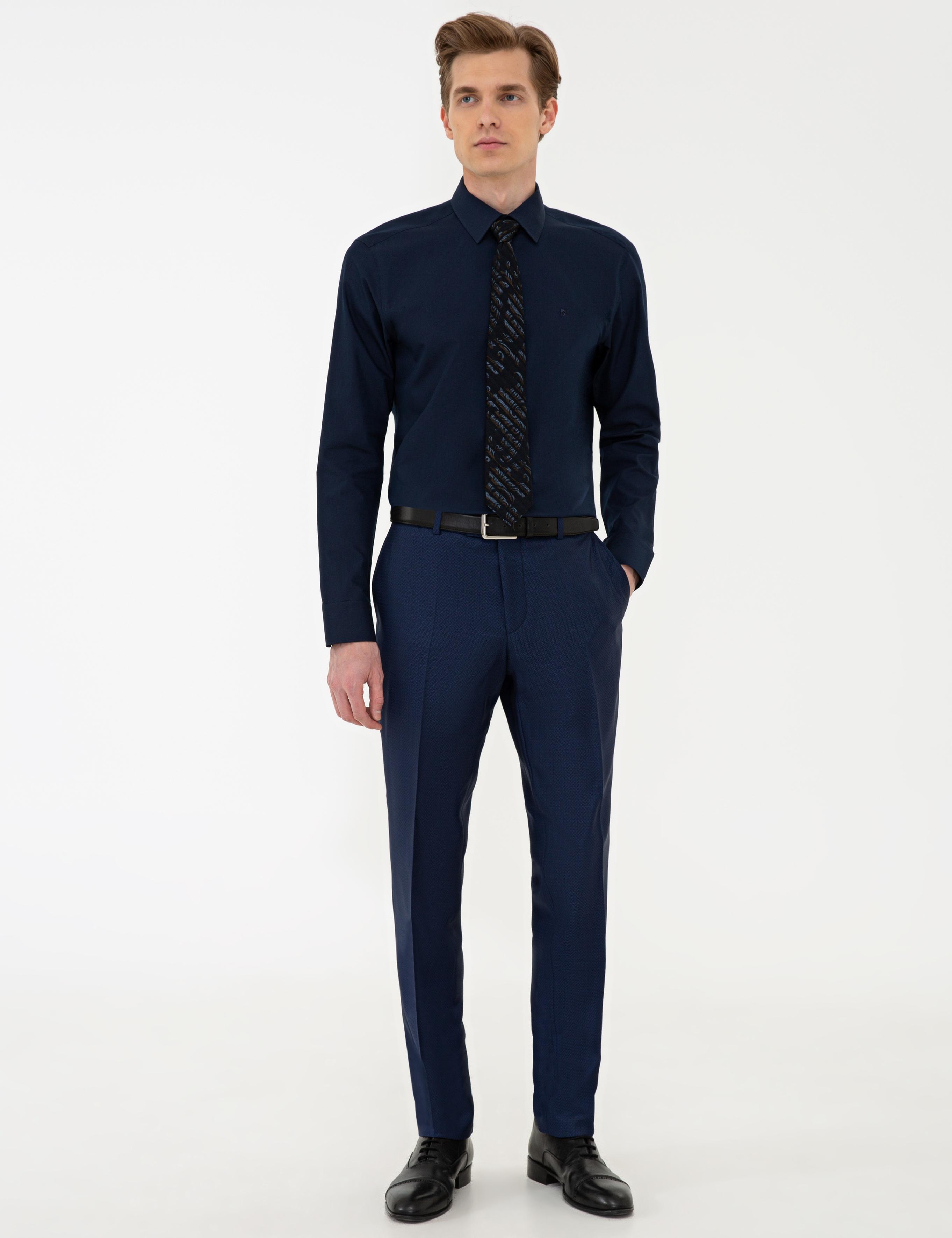 Lacivert Regular Fit Basic Gömlek