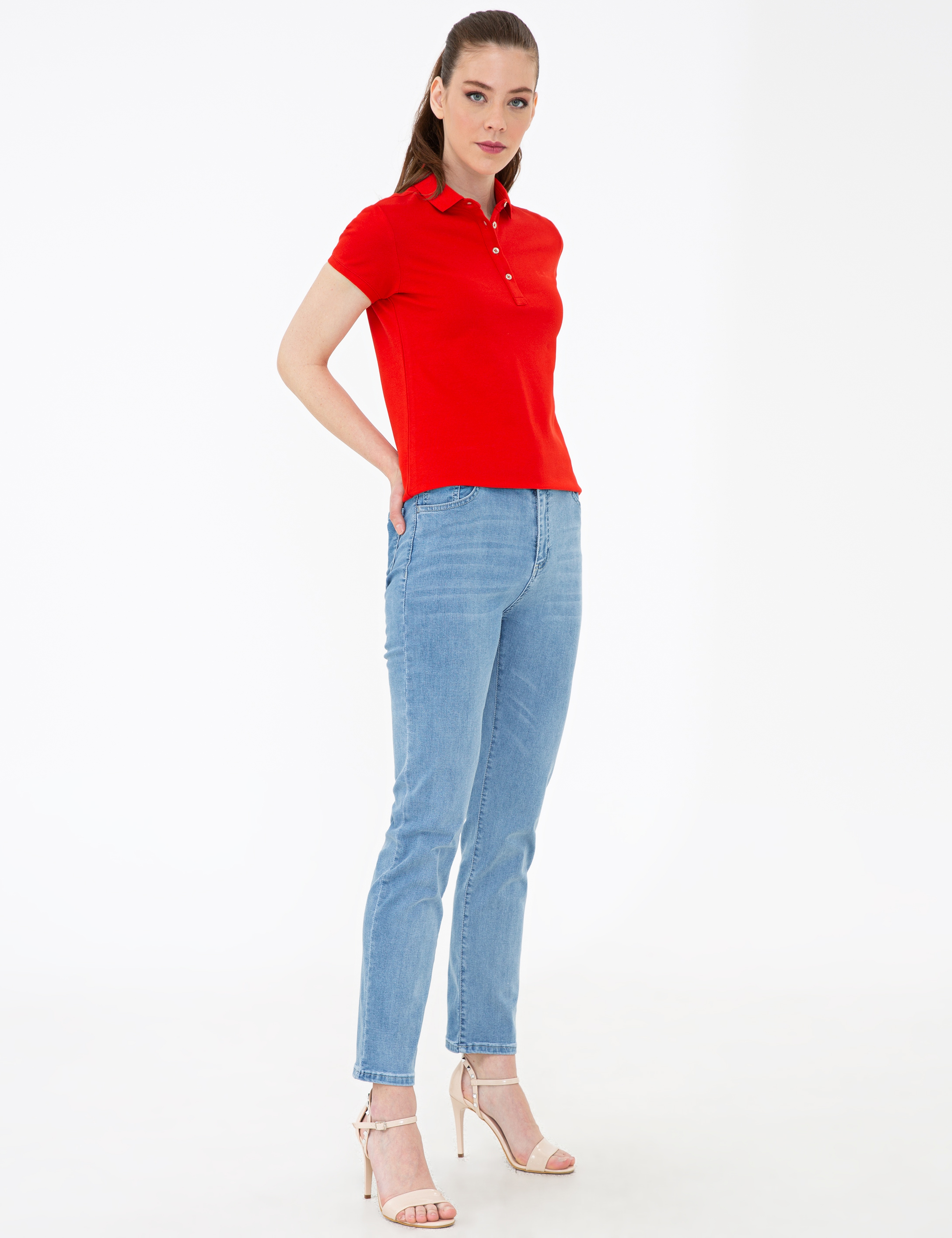 Kırmızı Slim Fit Tişört - Image 5