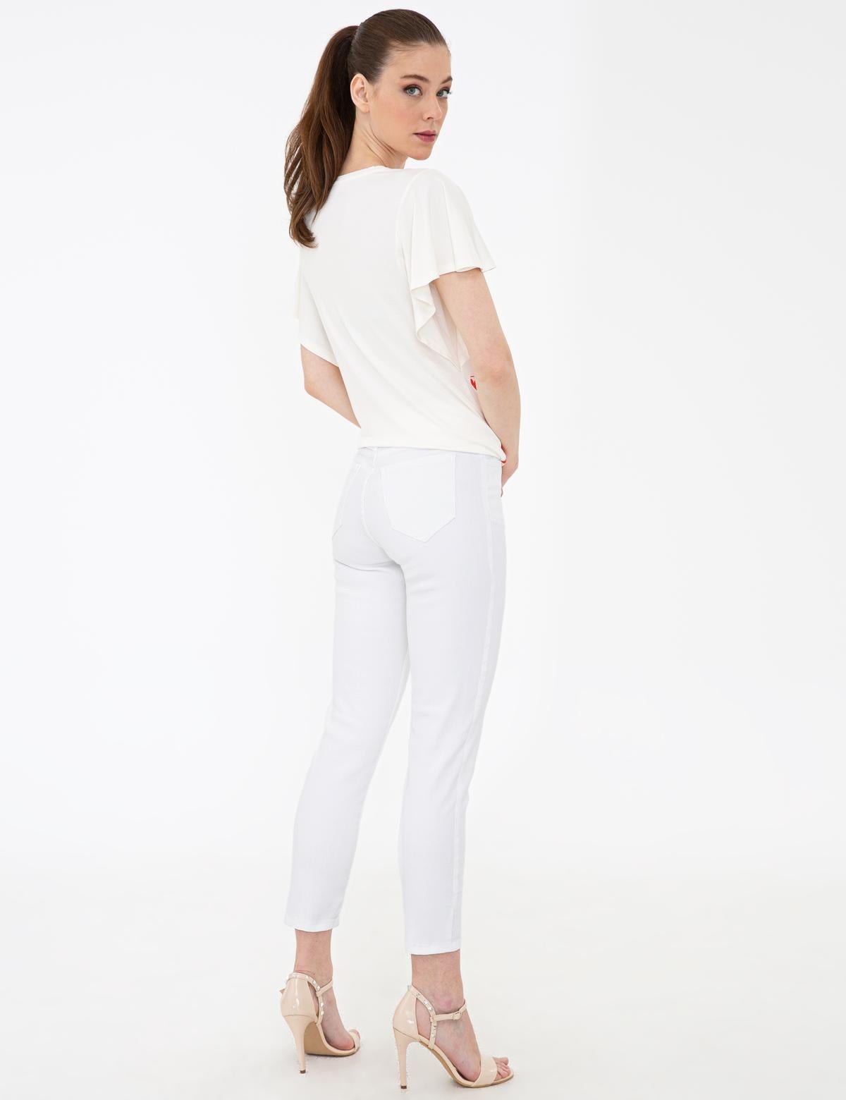 Beyaz Boy Friend Jean Pantolon - 50243771008