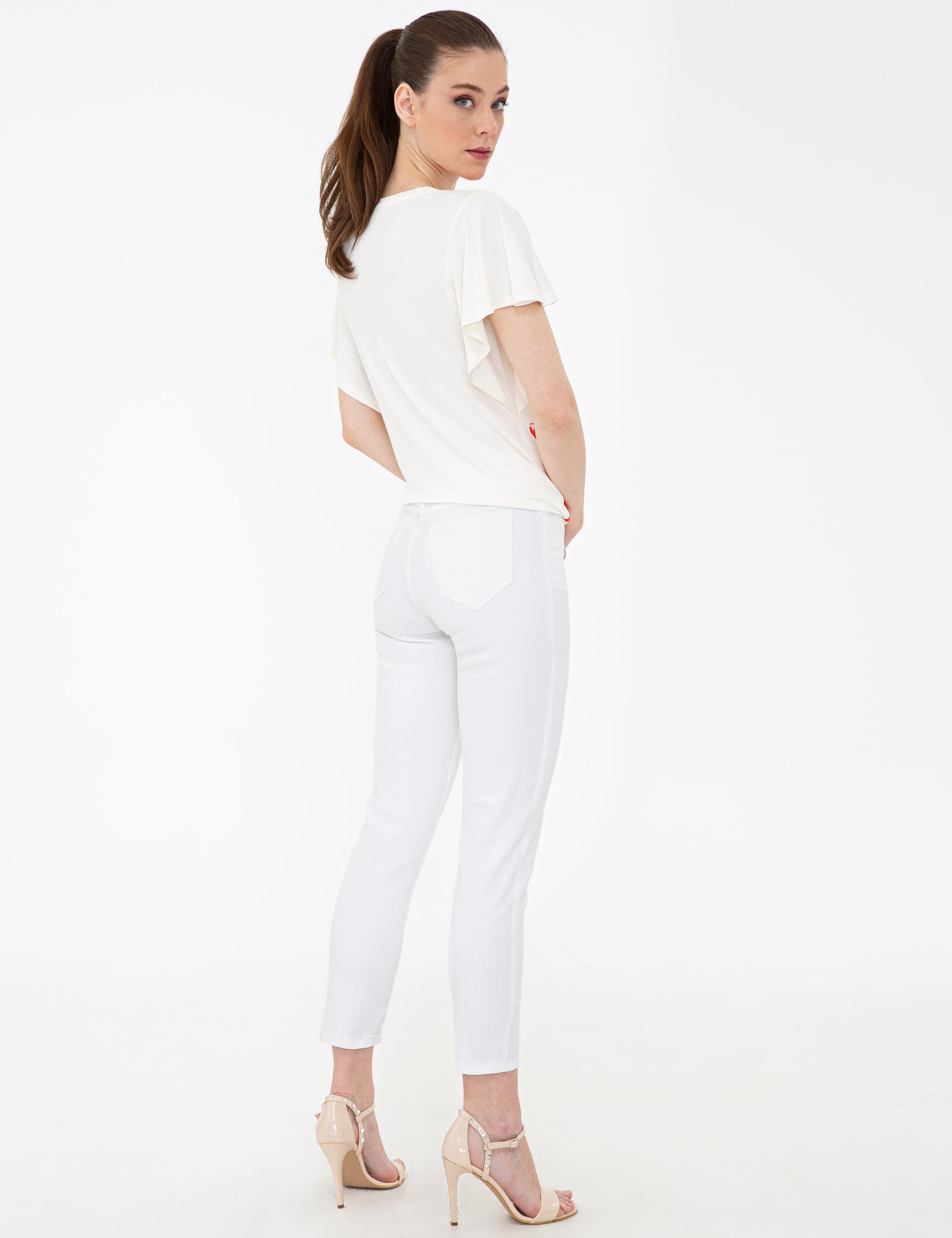 Beyaz Boy Friend Jean Pantolon