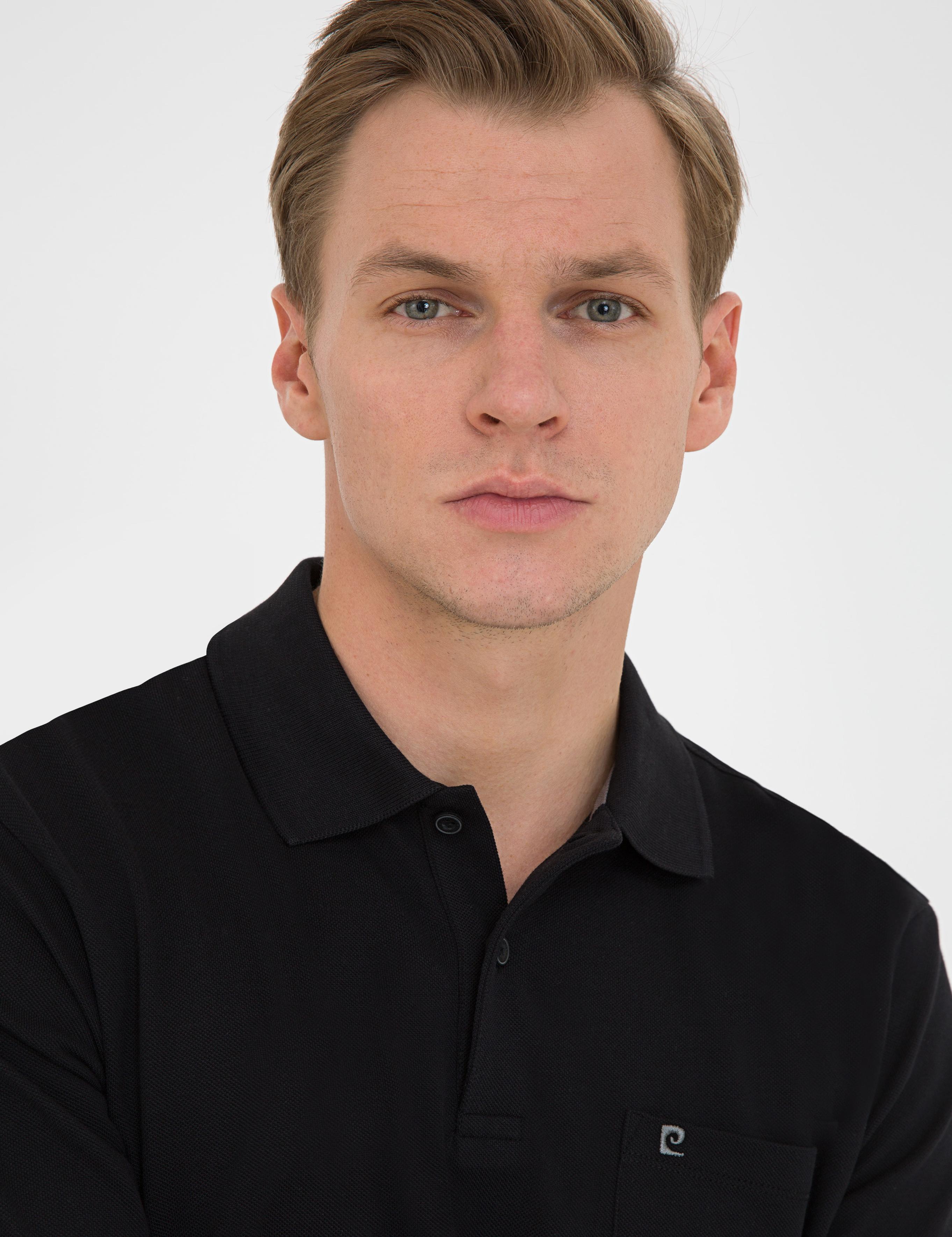 Siyah Regular Fit Basic Polo Yaka T-Shirt